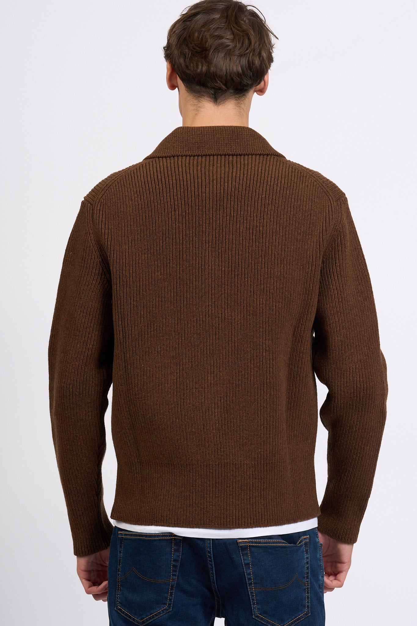 Albarena Cardigan con Tasche Marrone Uomo-5
