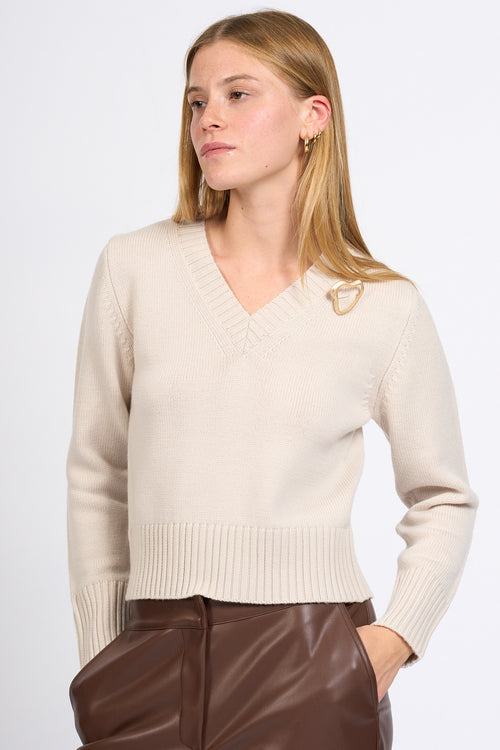 Alpha Maglia V Spilla Stucco Donna