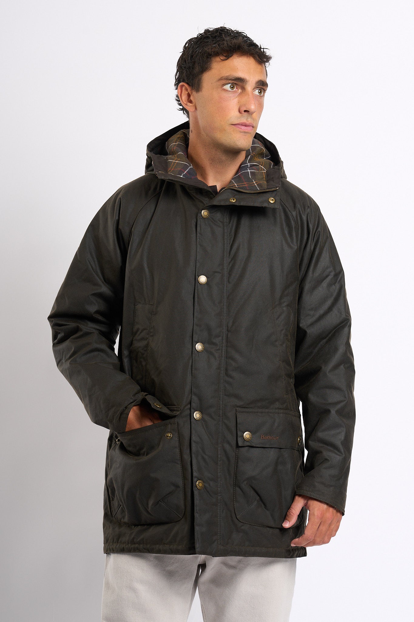 Barbour Bedale Wax Parka Oliva Uomo-3