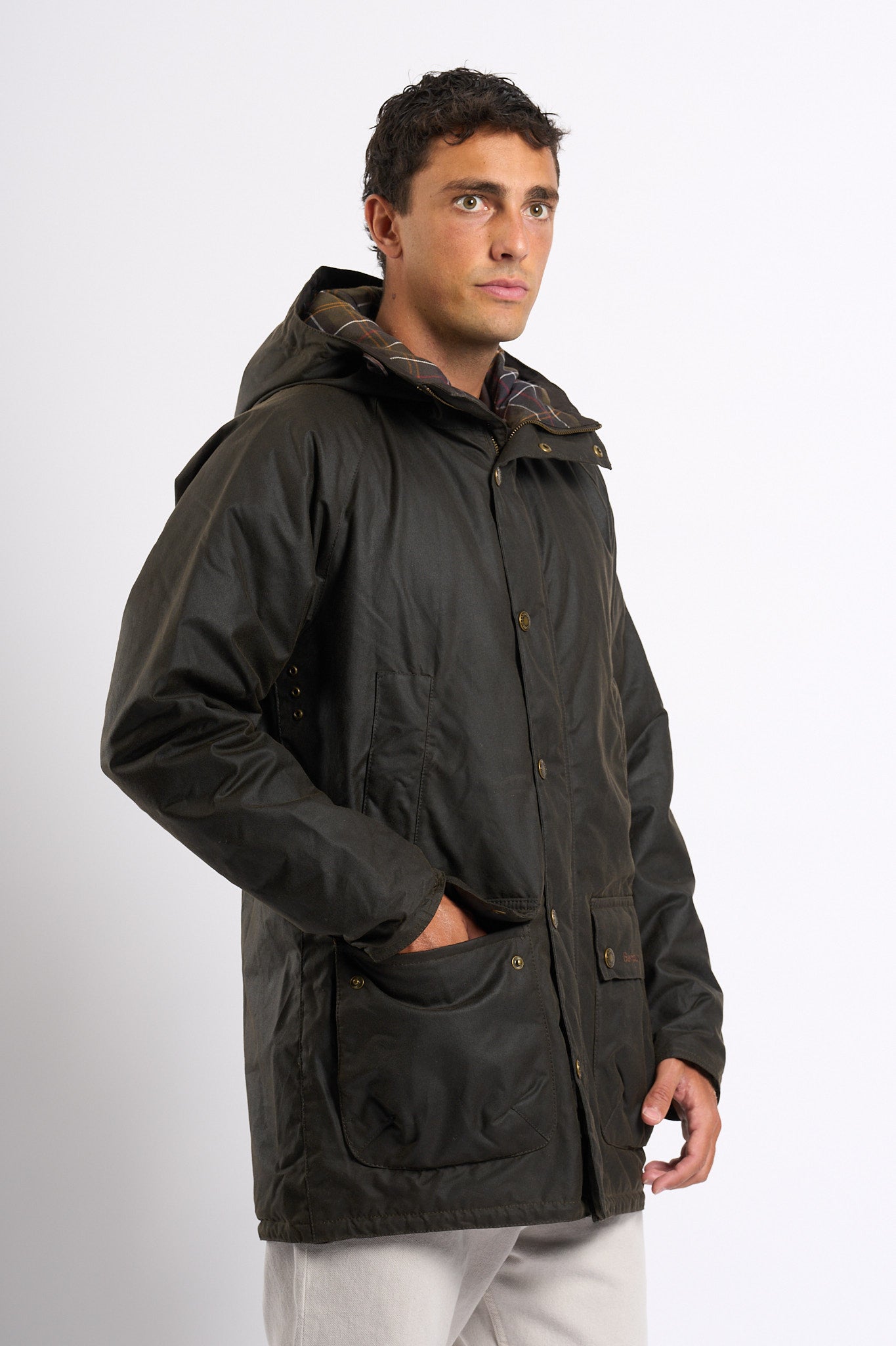 Barbour Bedale Wax Parka Oliva Uomo-5