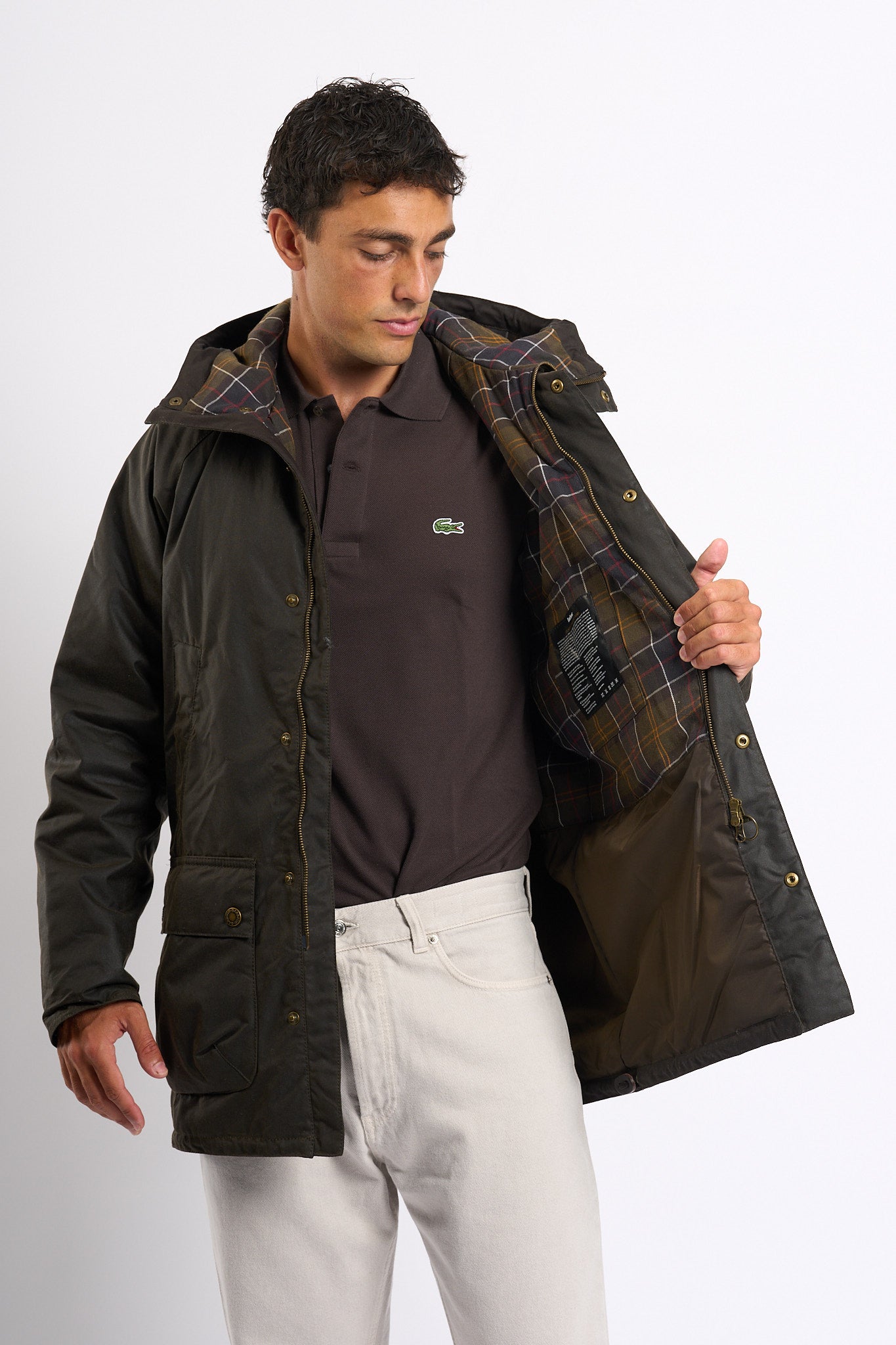 Barbour Bedale Wax Parka Oliva Uomo-4