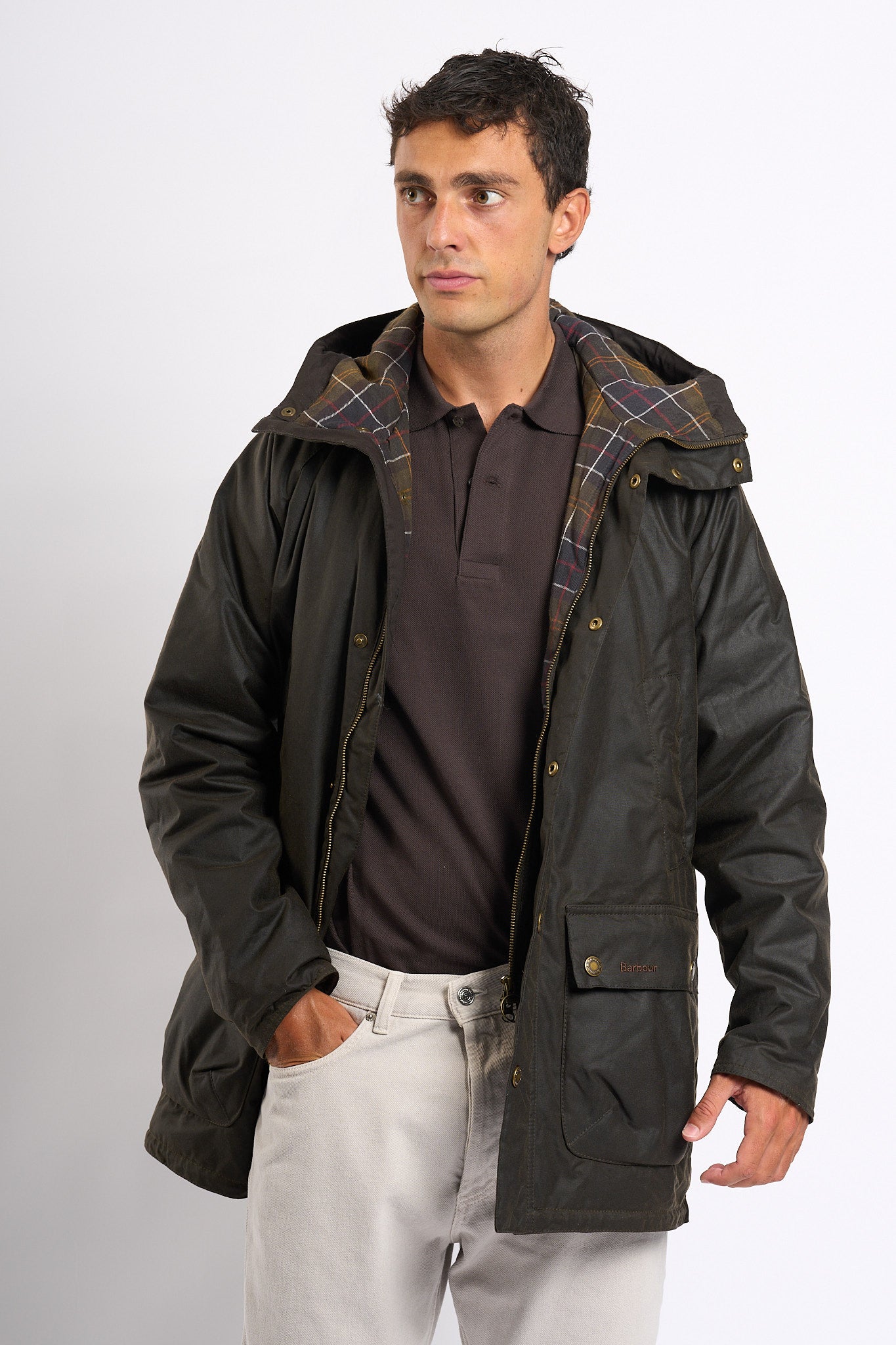 Barbour Bedale Wax Parka Oliva Uomo-1