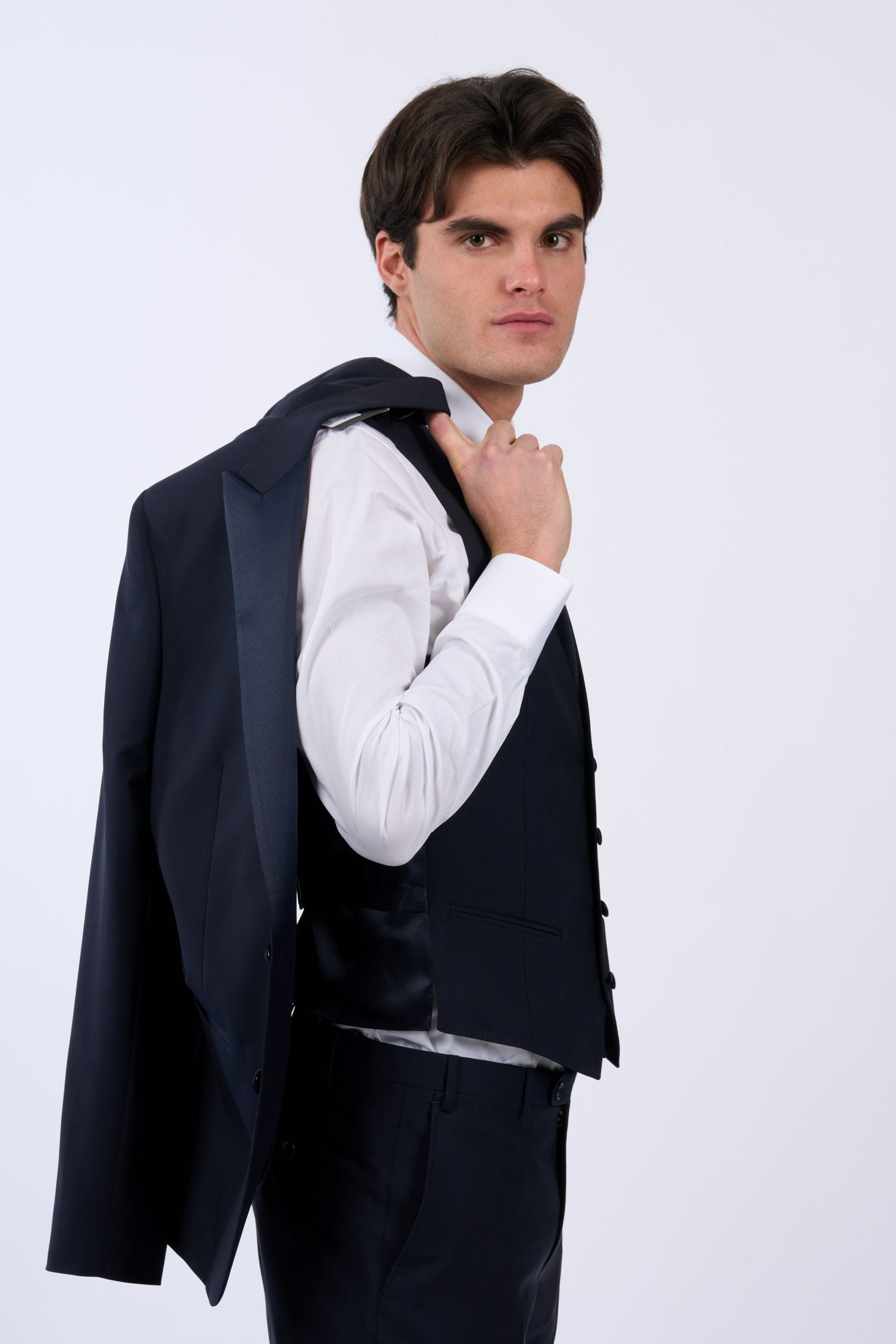 Corneliani Smoking con Gilet Blu Uomo-9