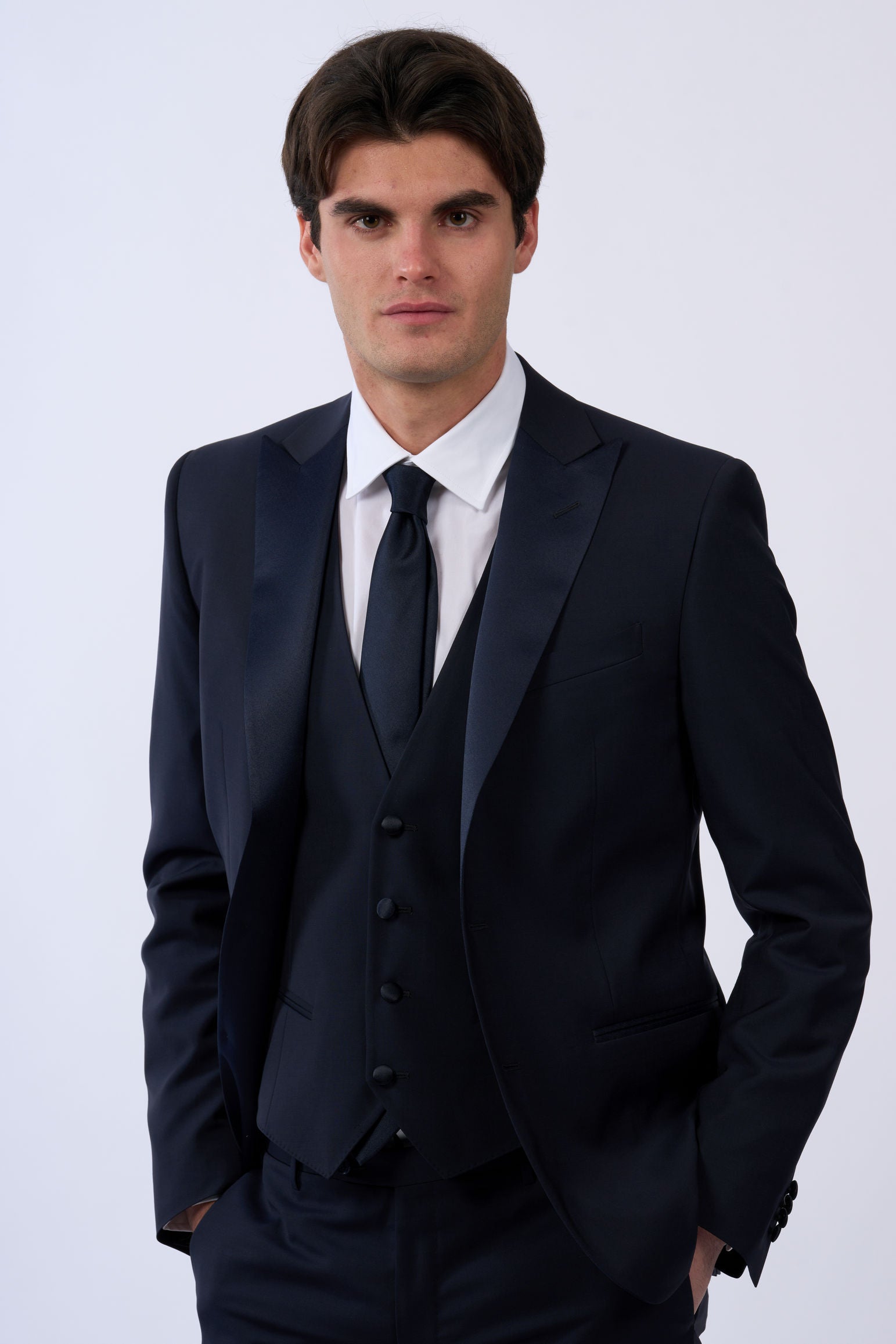 Corneliani Smoking con Gilet Blu Uomo-2