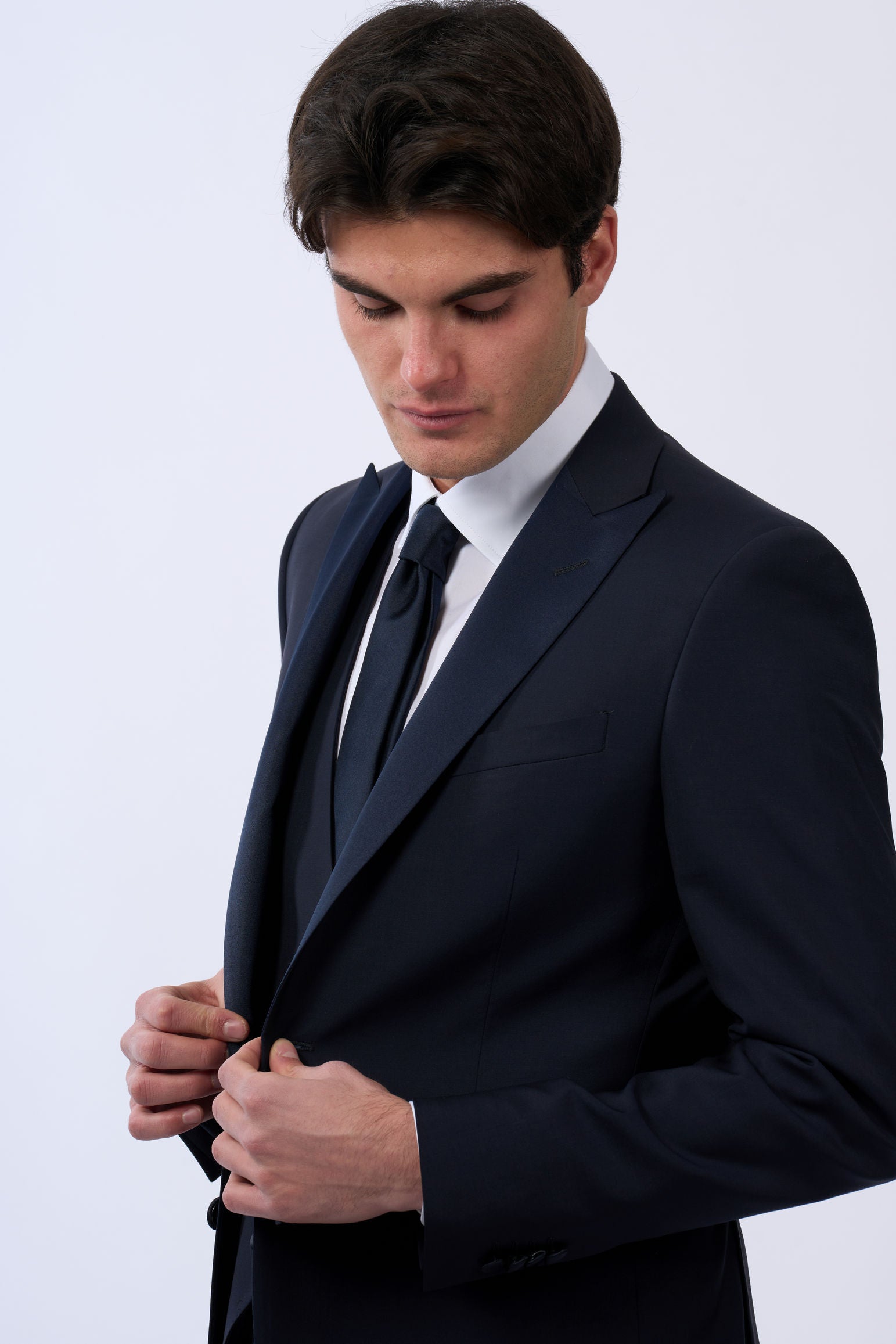 Corneliani Smoking con Gilet Blu Uomo-5