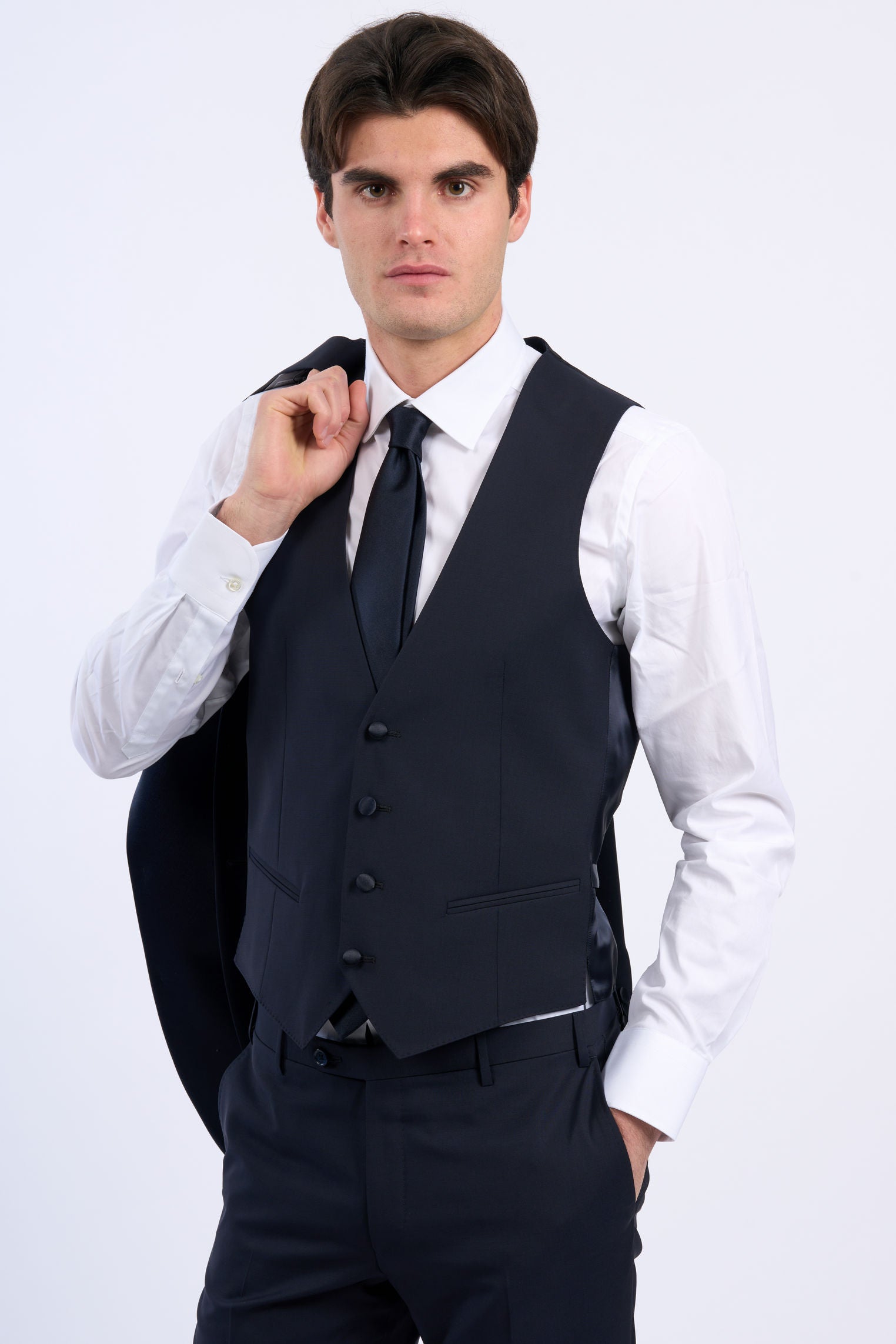 Corneliani Smoking con Gilet Blu Uomo-8