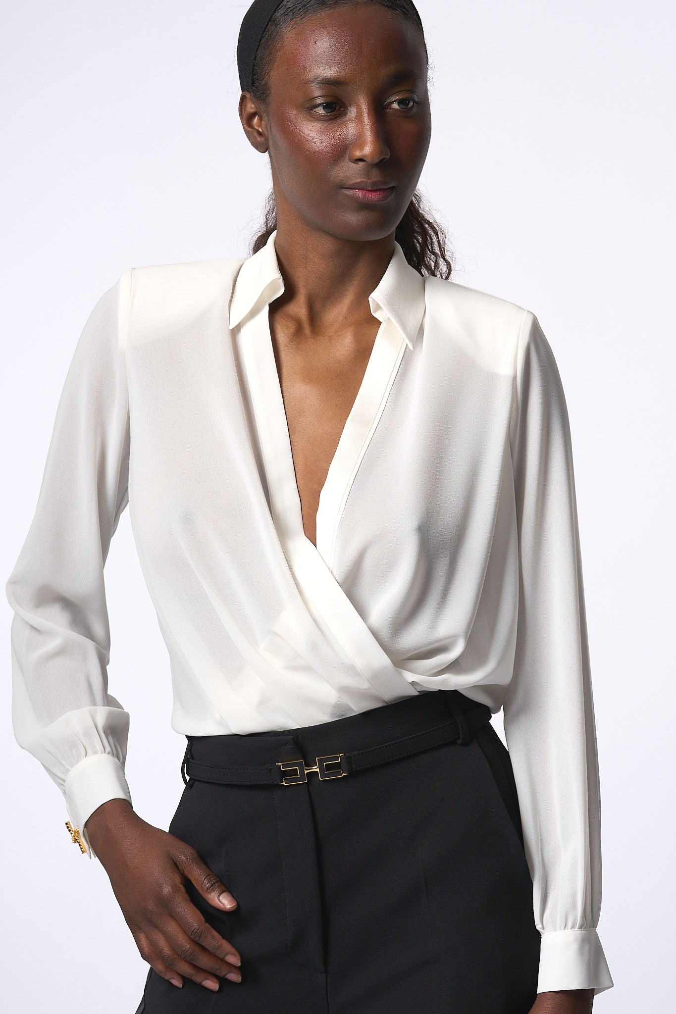 Camicia Bianca Incrociata Elisabetta Franchi Camicia Body Con