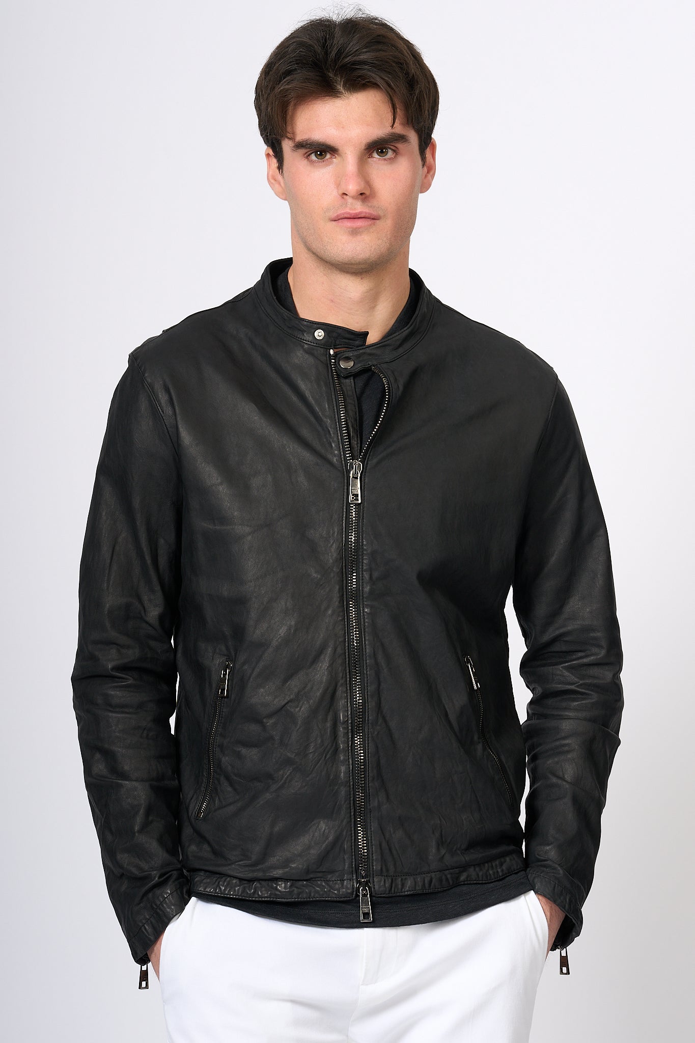 Giorgio Brato Biker Leather Black Man-1