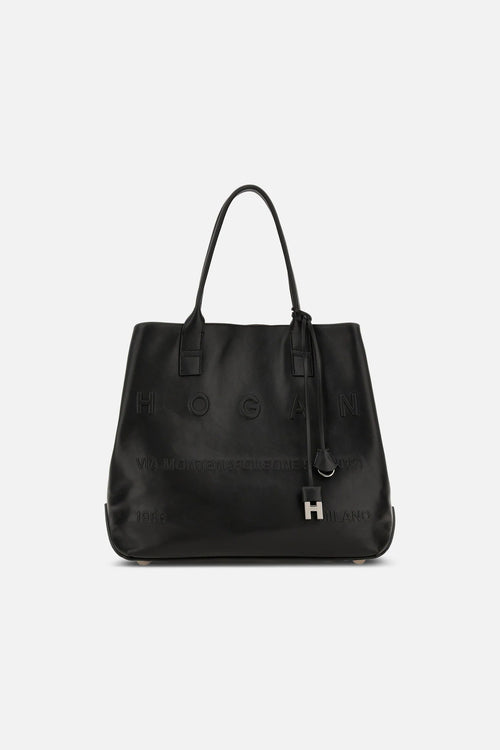 Hogan Shopping Media Pelle Nero Donna-2