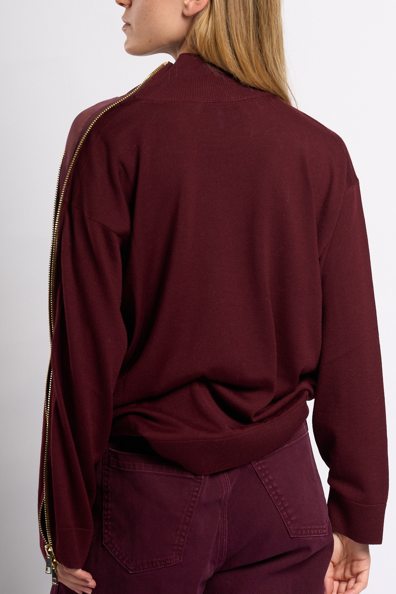 Nude Maglia con Zip Bordeaux Donna-6