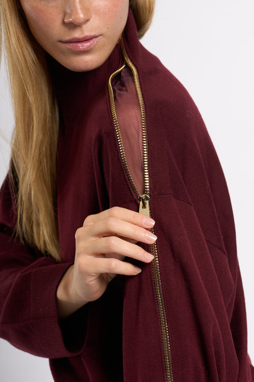 Nude Maglia con Zip Bordeaux Donna-2