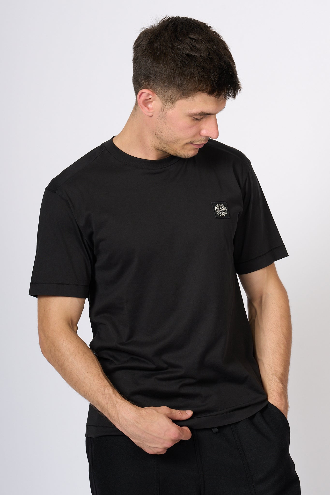 Stone island T-shirt Logo Nero Uomo - Main Image