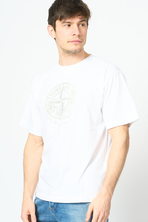Stone Island T-shirt Stampa Reflective One Bianco Uomo-2
