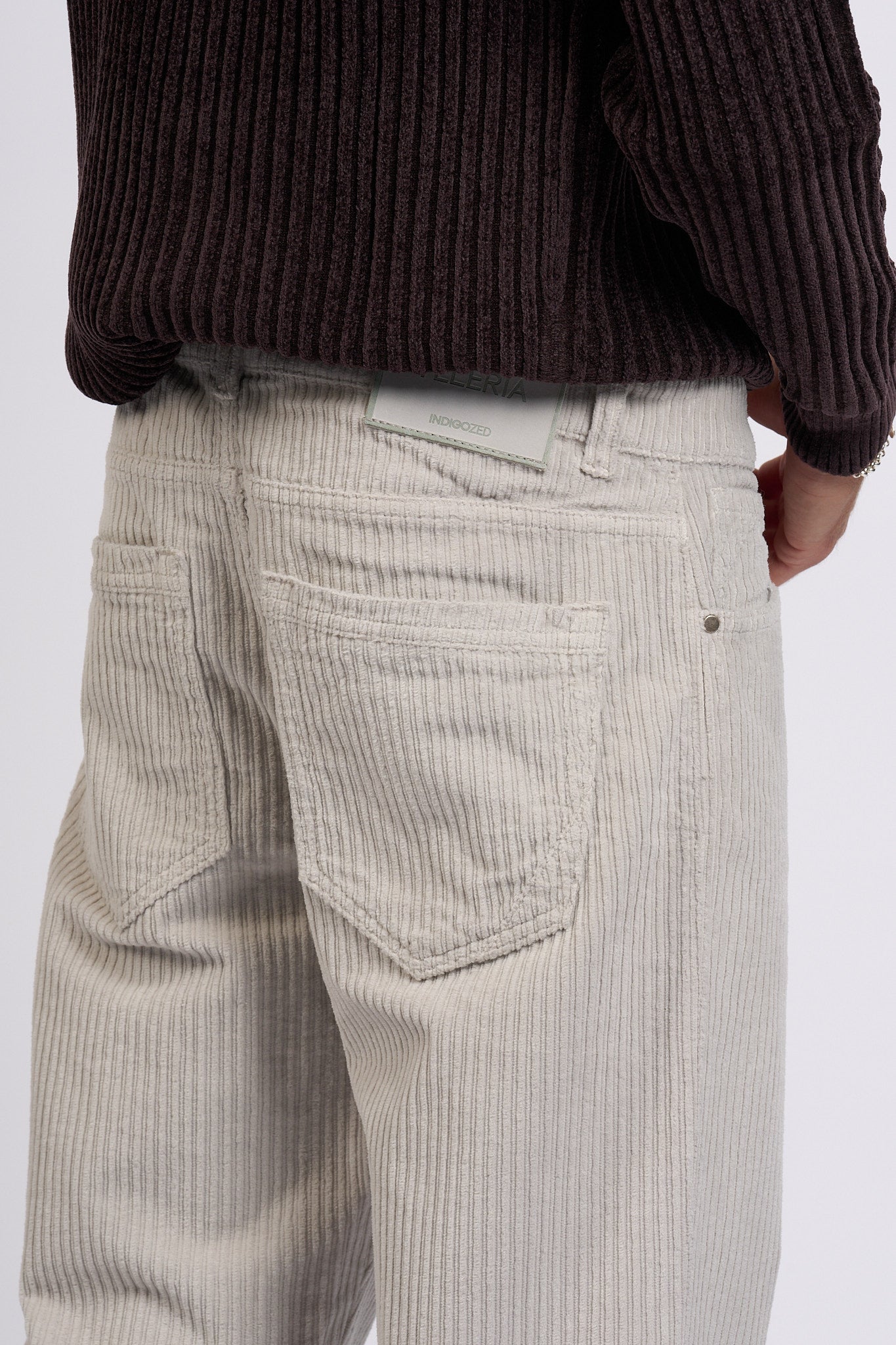 Teleria Zed Pantalone Mark Velluto Grigio Uomo-5