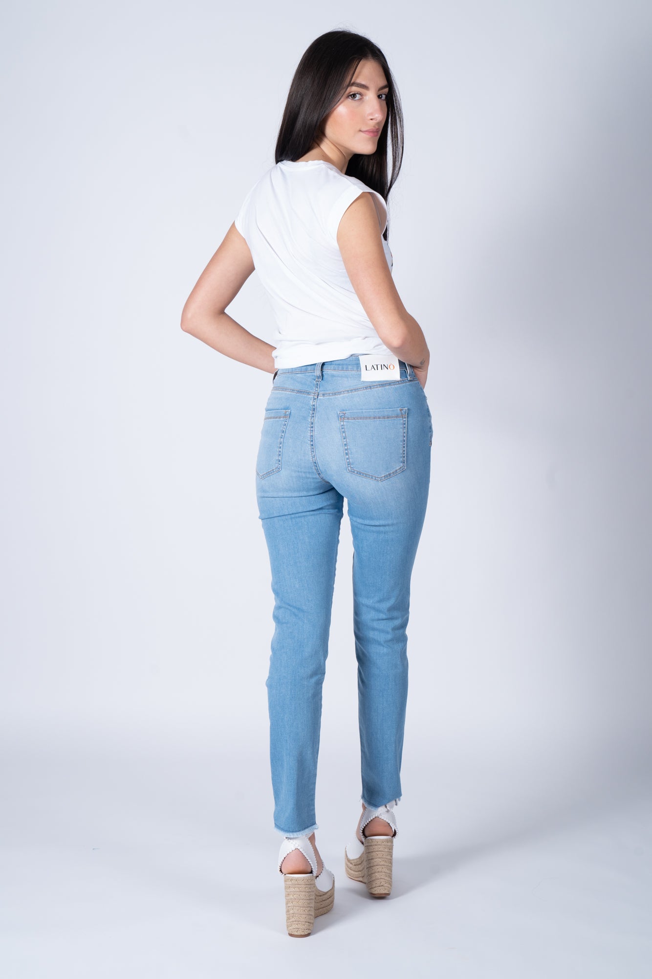 Latino' Jeans Pantalone Denim Chiaro Donna-3