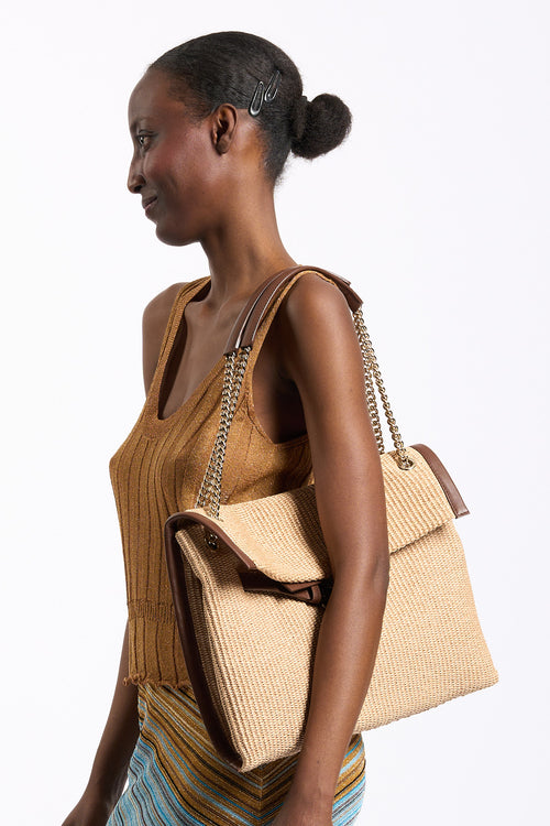 Orciani Borsa VENUS Rafia Biscotto Donna