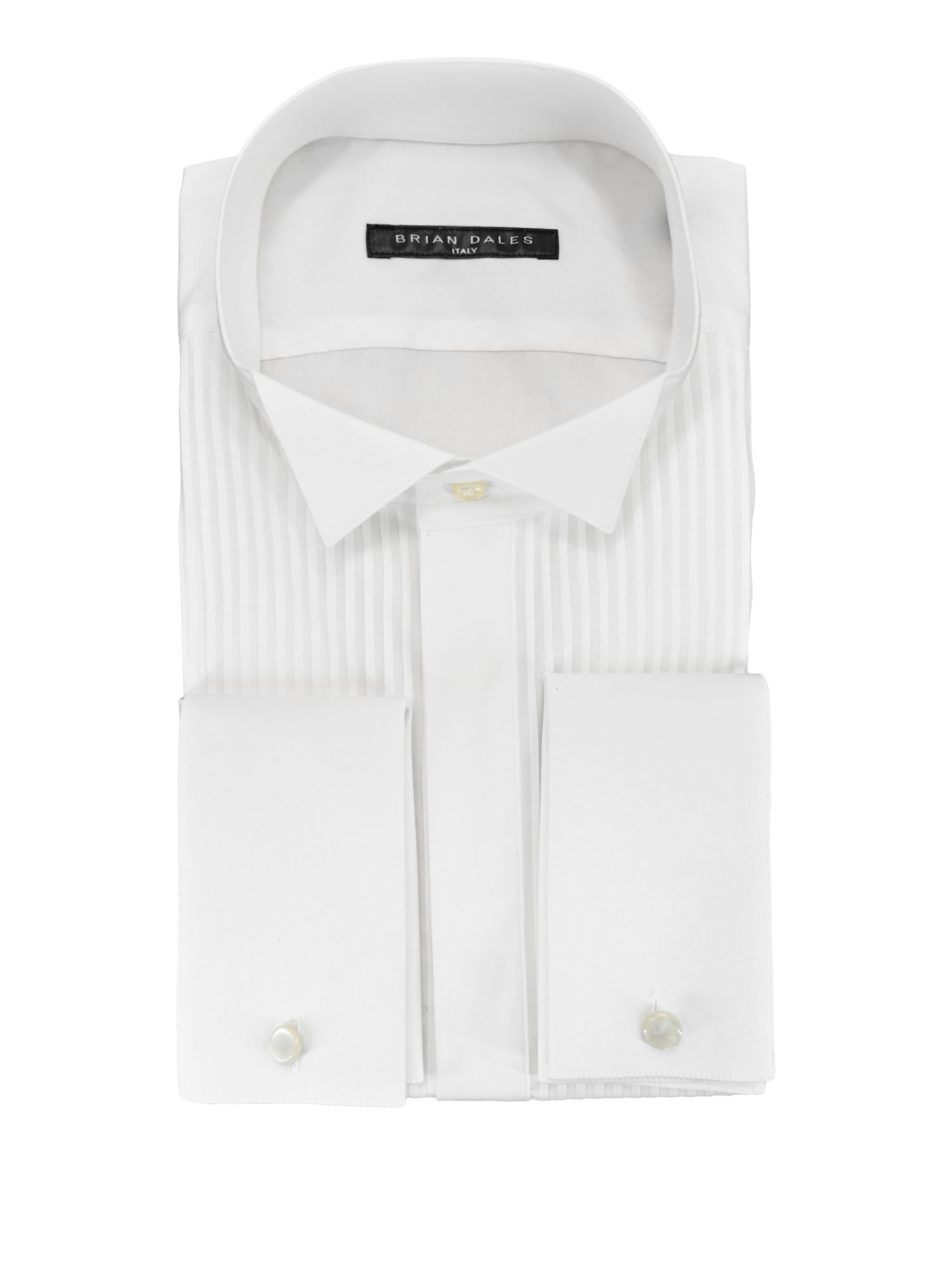 Brian Dales Men's White Double Cuff Tuxedo Shirt-1
