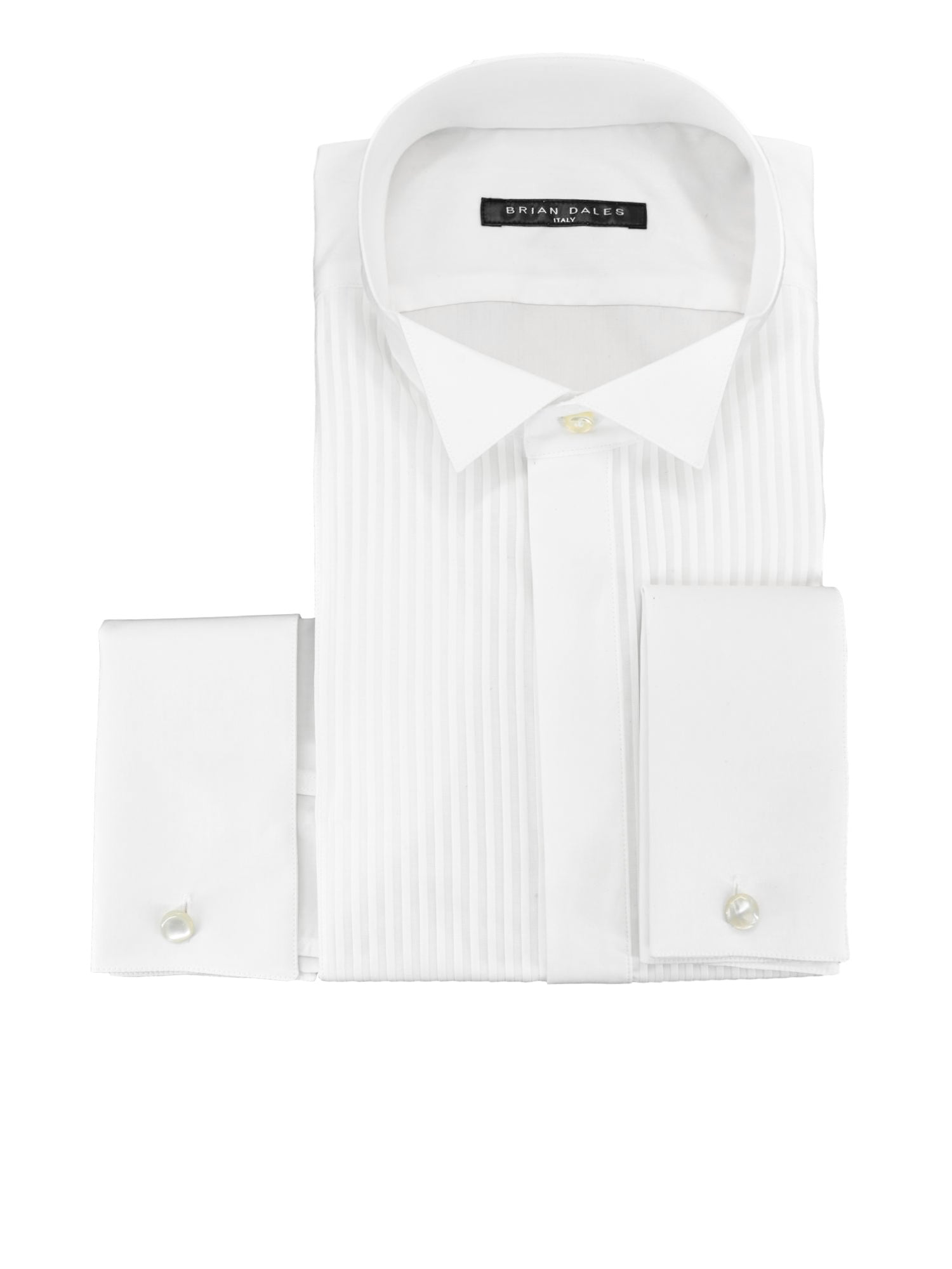 Brian Dales Men's White Double Cuff Tuxedo Shirt-2