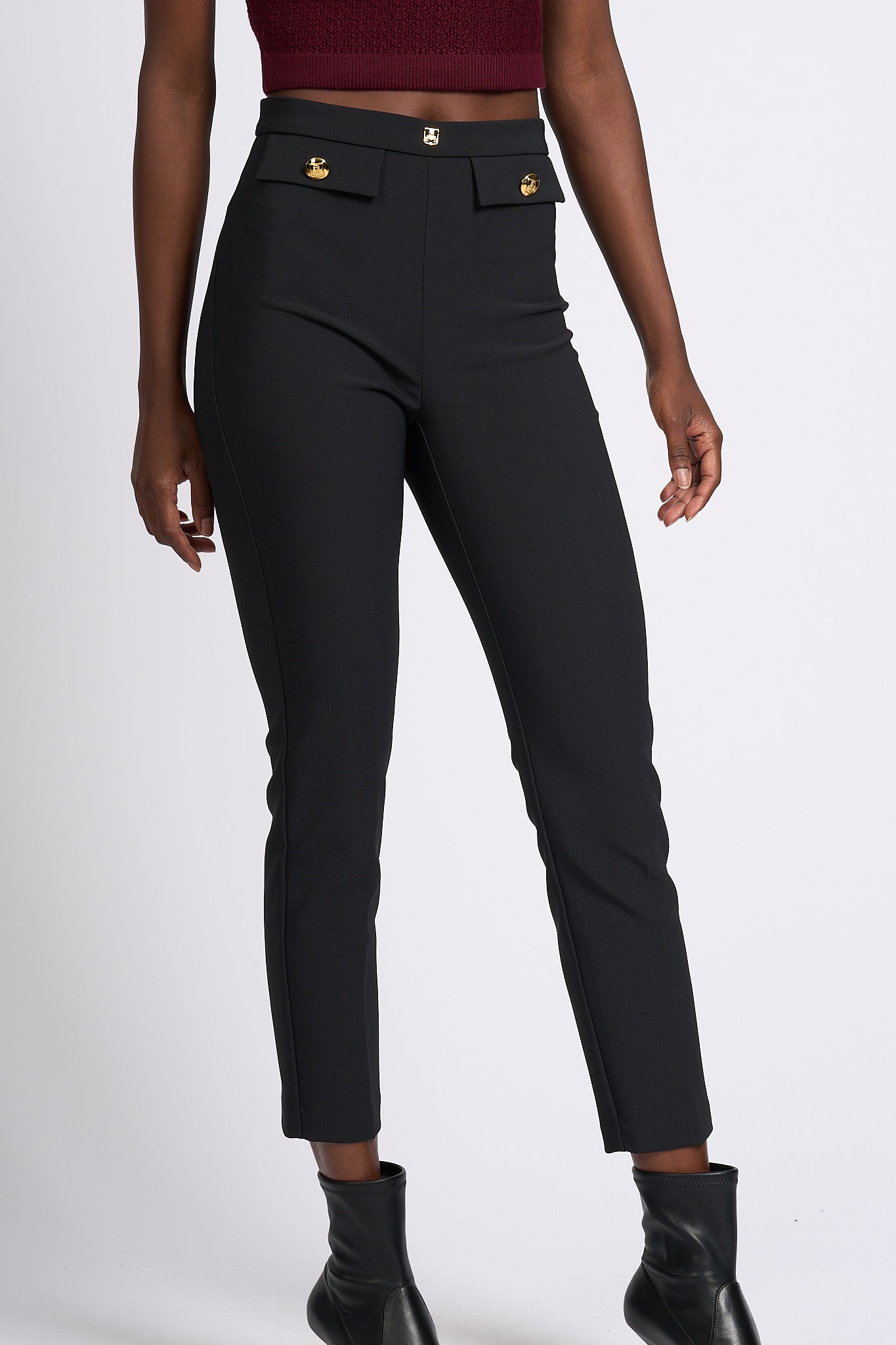 Elisabetta Franchi Slim Black Trousers Women-2