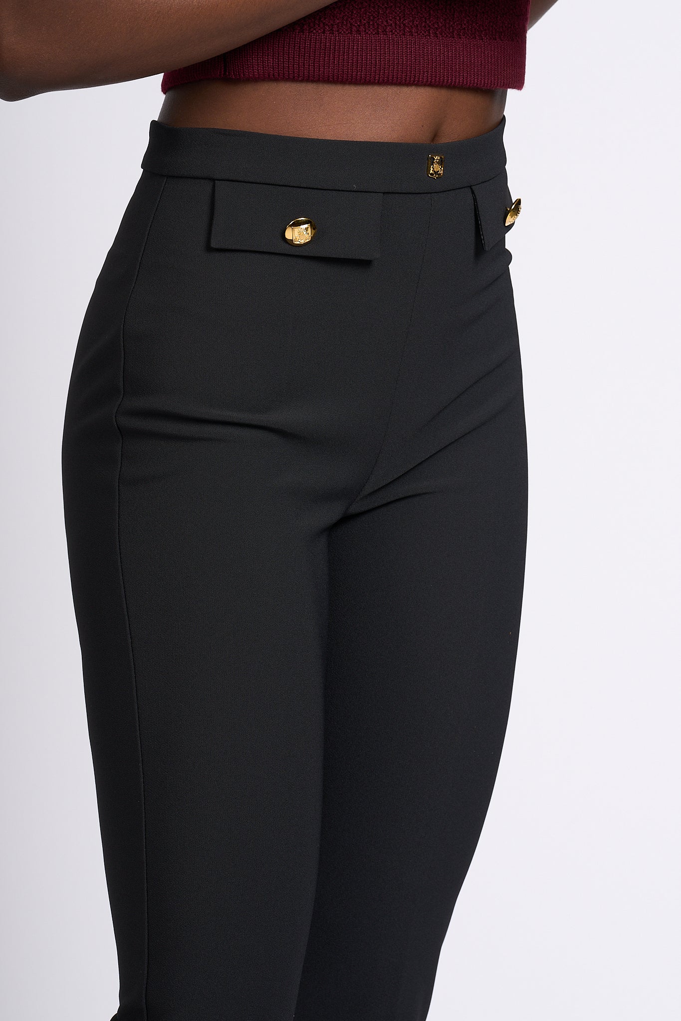 Elisabetta Franchi Slim Black Trousers Women-6