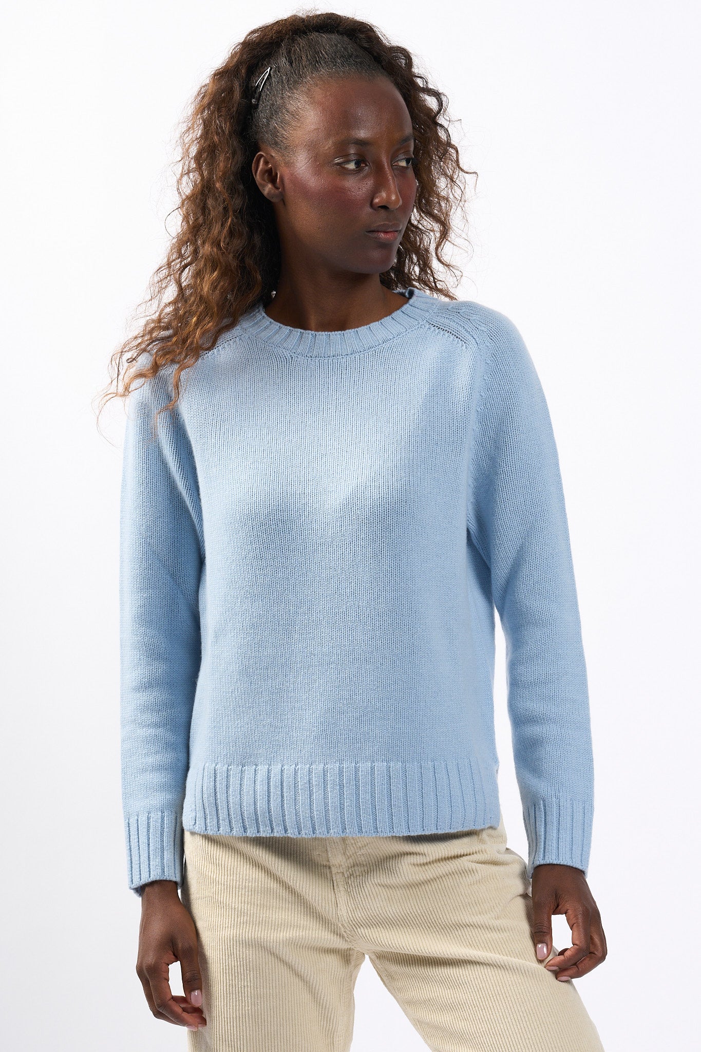 Purotatto Maglia in Cashmere Azzurro Cielo Donna-1