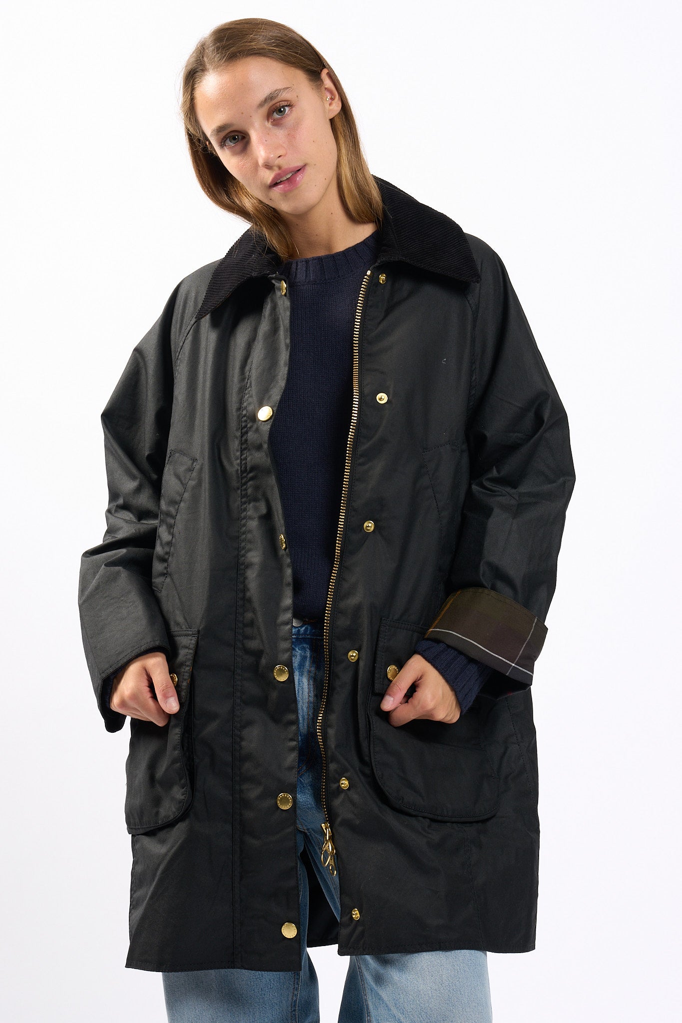 Barbour Giacca Beadnell Lunga Nero Donna-8