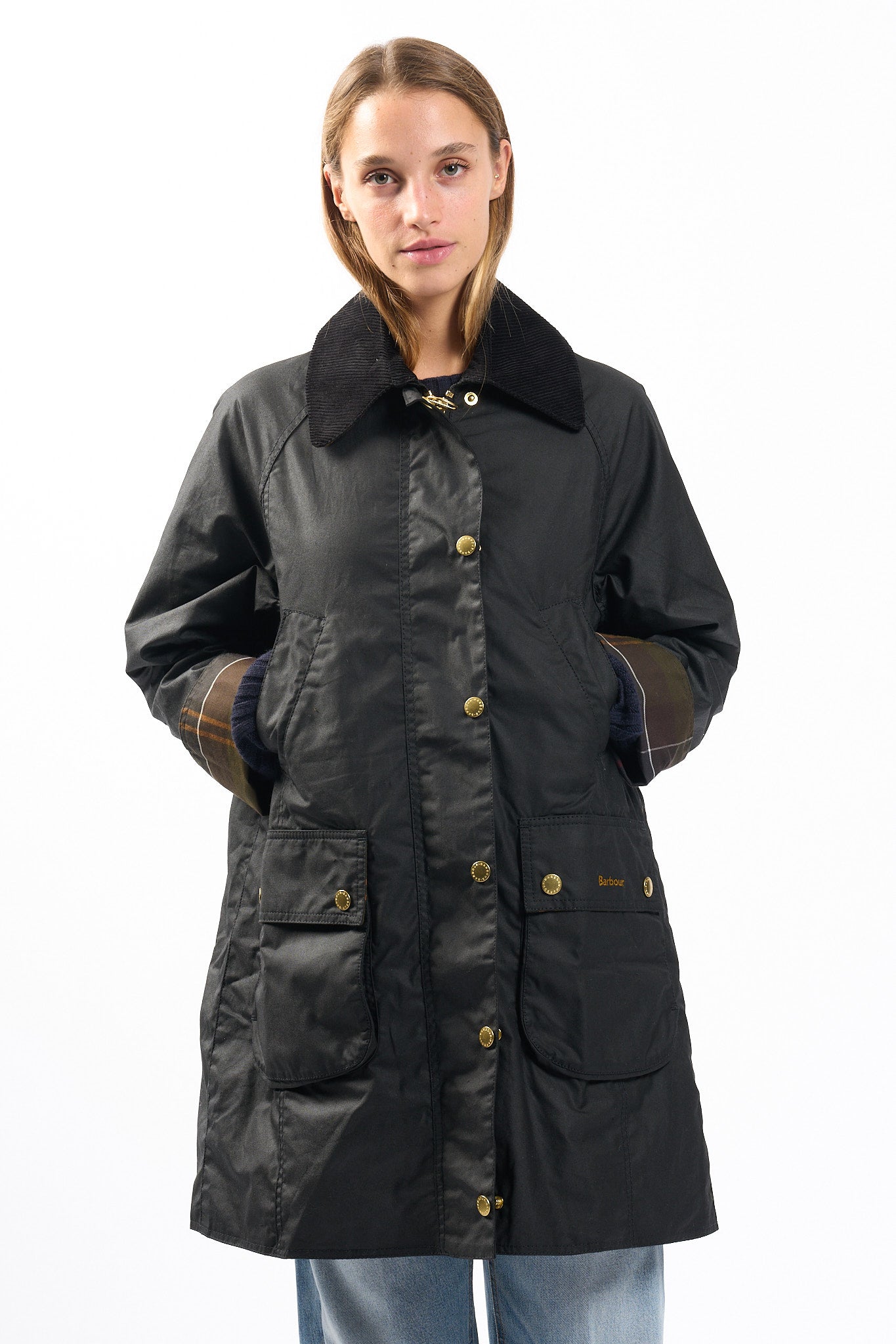 Barbour Giacca Beadnell Lunga Nero Donna-3