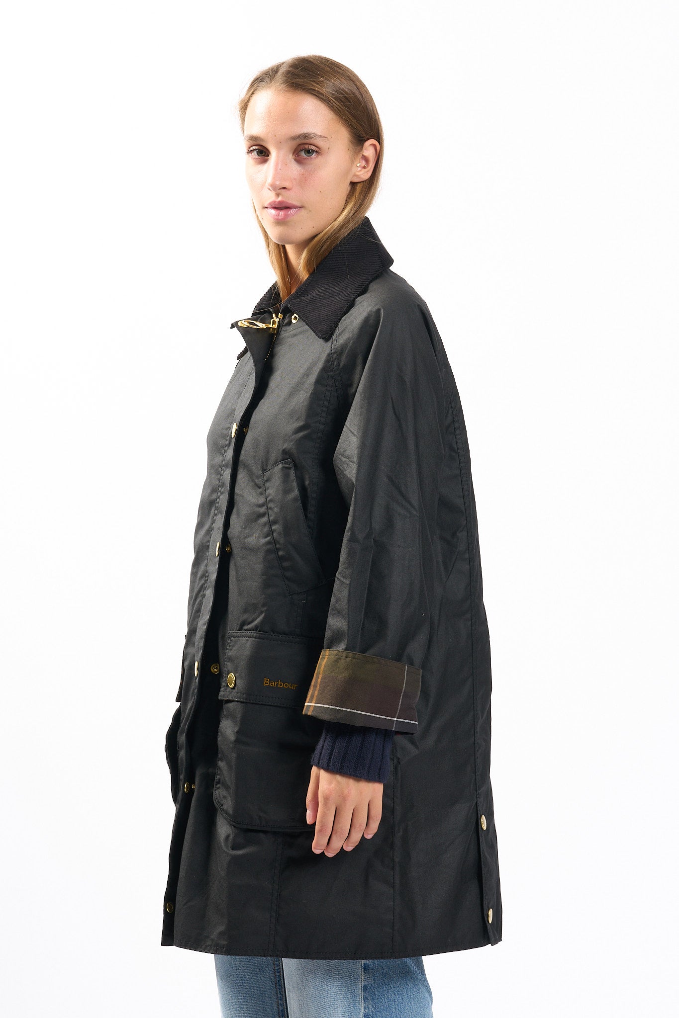 Barbour Giacca Beadnell Lunga Nero Donna-4