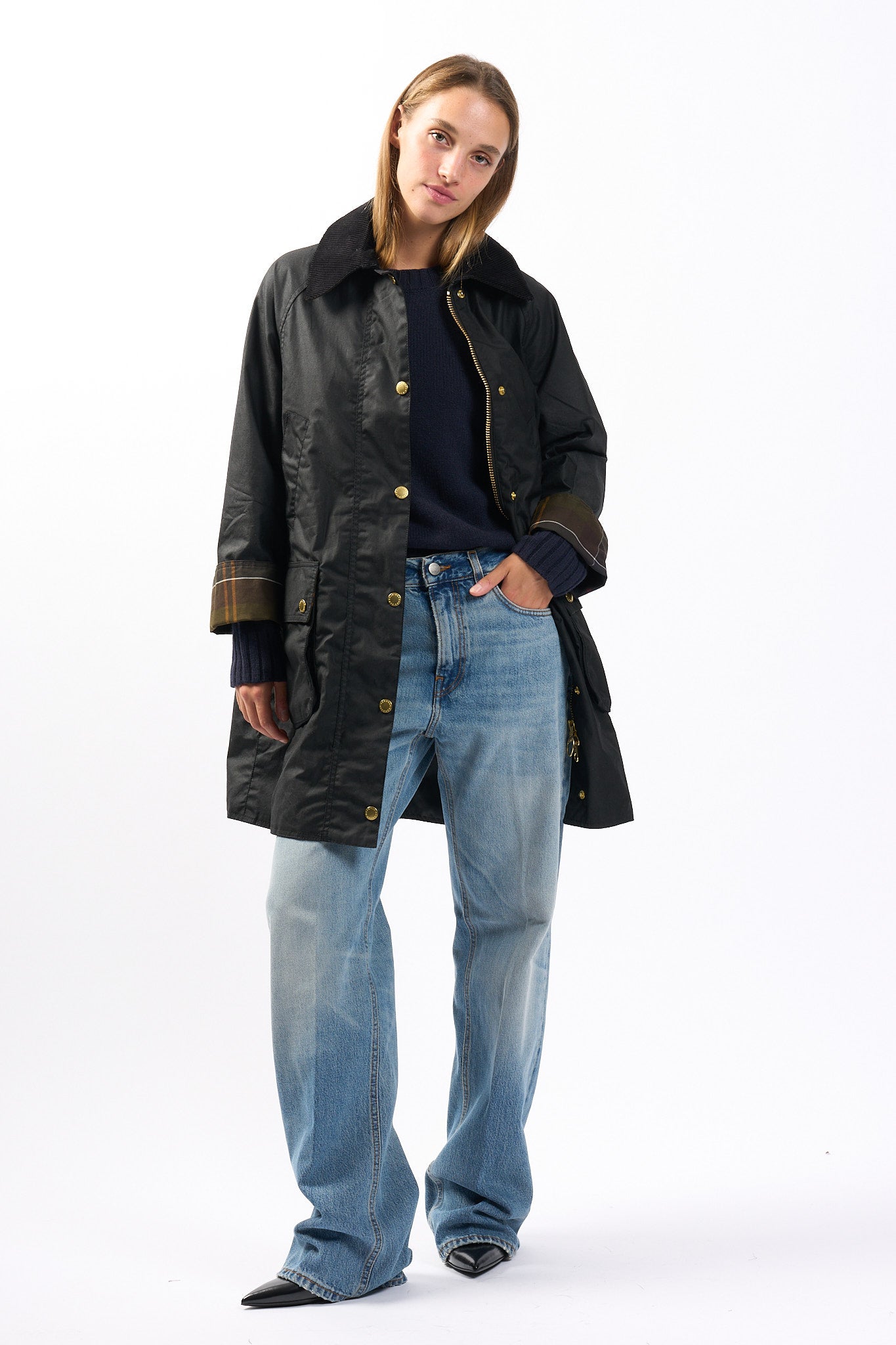 Barbour Giacca Beadnell Lunga Nero Donna-1