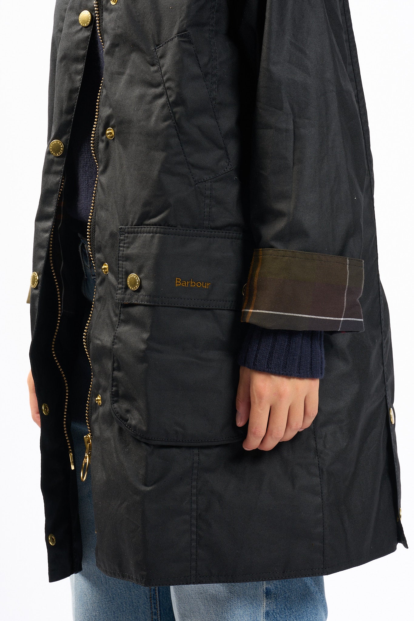 Barbour Giacca Beadnell Lunga Nero Donna-5