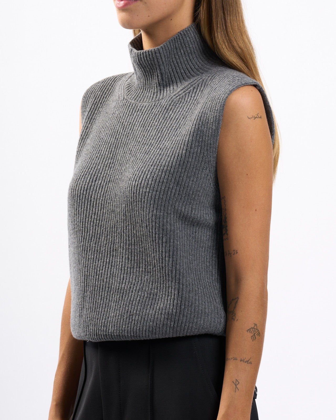 Dondup Gilet Dolcevita Grigio Donna-4