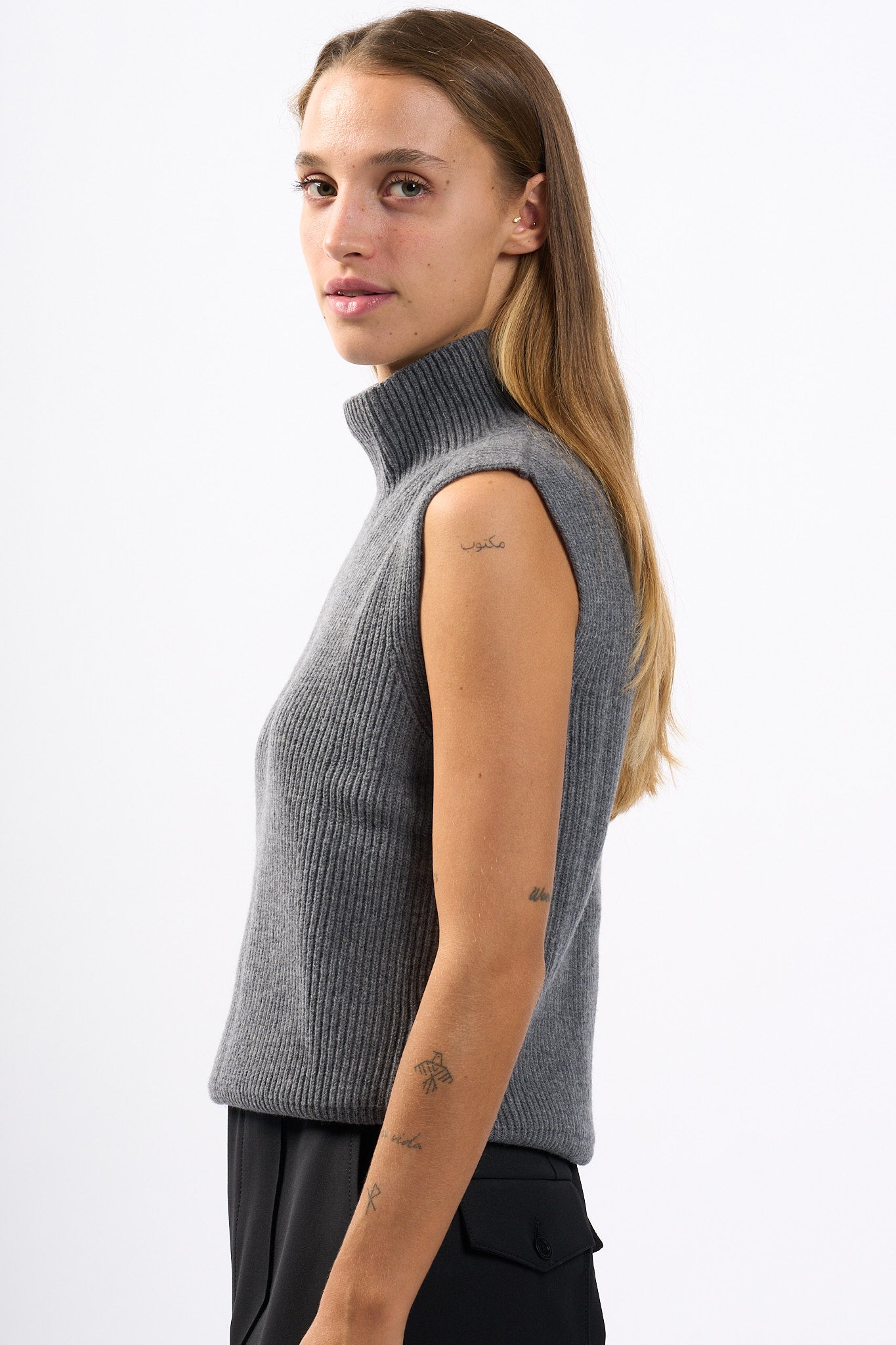 Dondup Gilet Dolcevita Grigio Donna-6