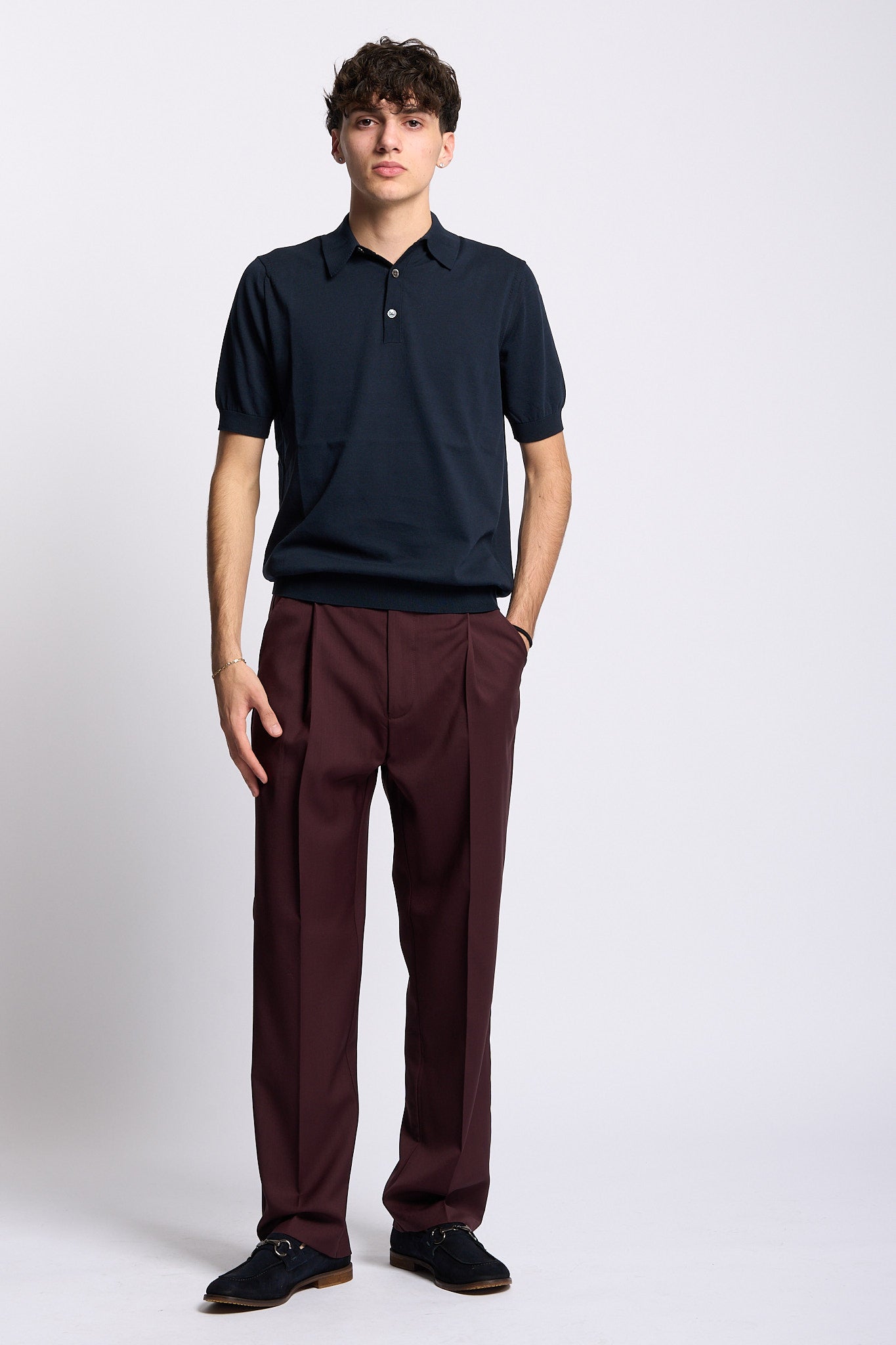 Hosio Polo Manica Corta Blu scuro Uomo-2