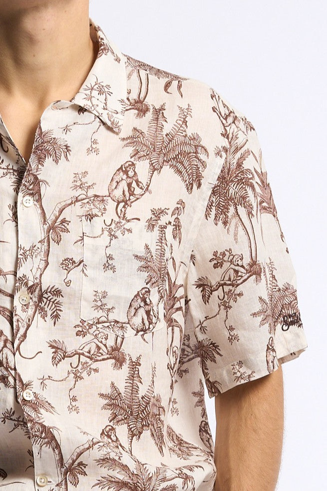 Mc2 saint barth Camicia Lino Monkey Marrone Uomo-2