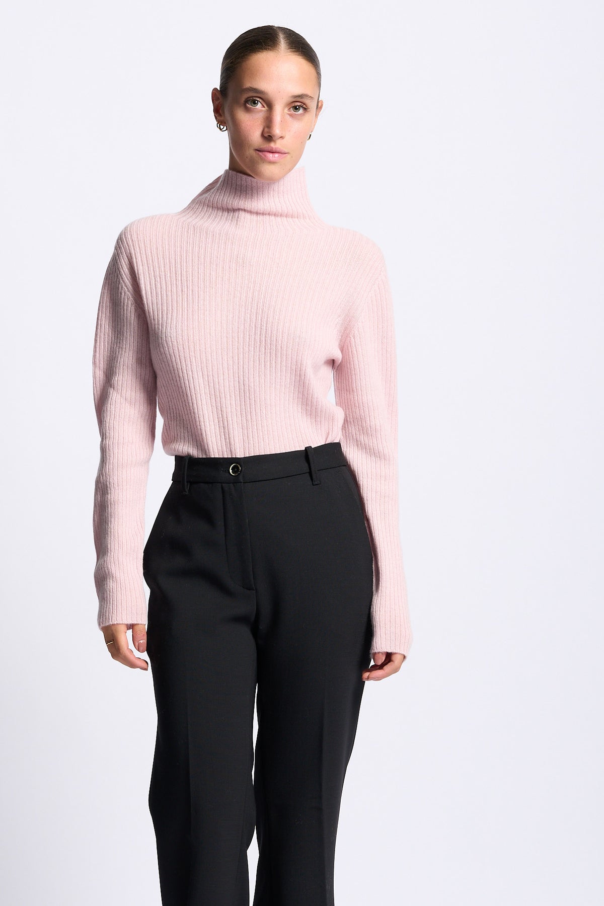 Gran Sasso Lupetto Cashmere Donna a coste rosa-4