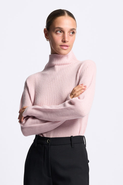 Gran Sasso Lupetto Cashmere Donna a coste rosa