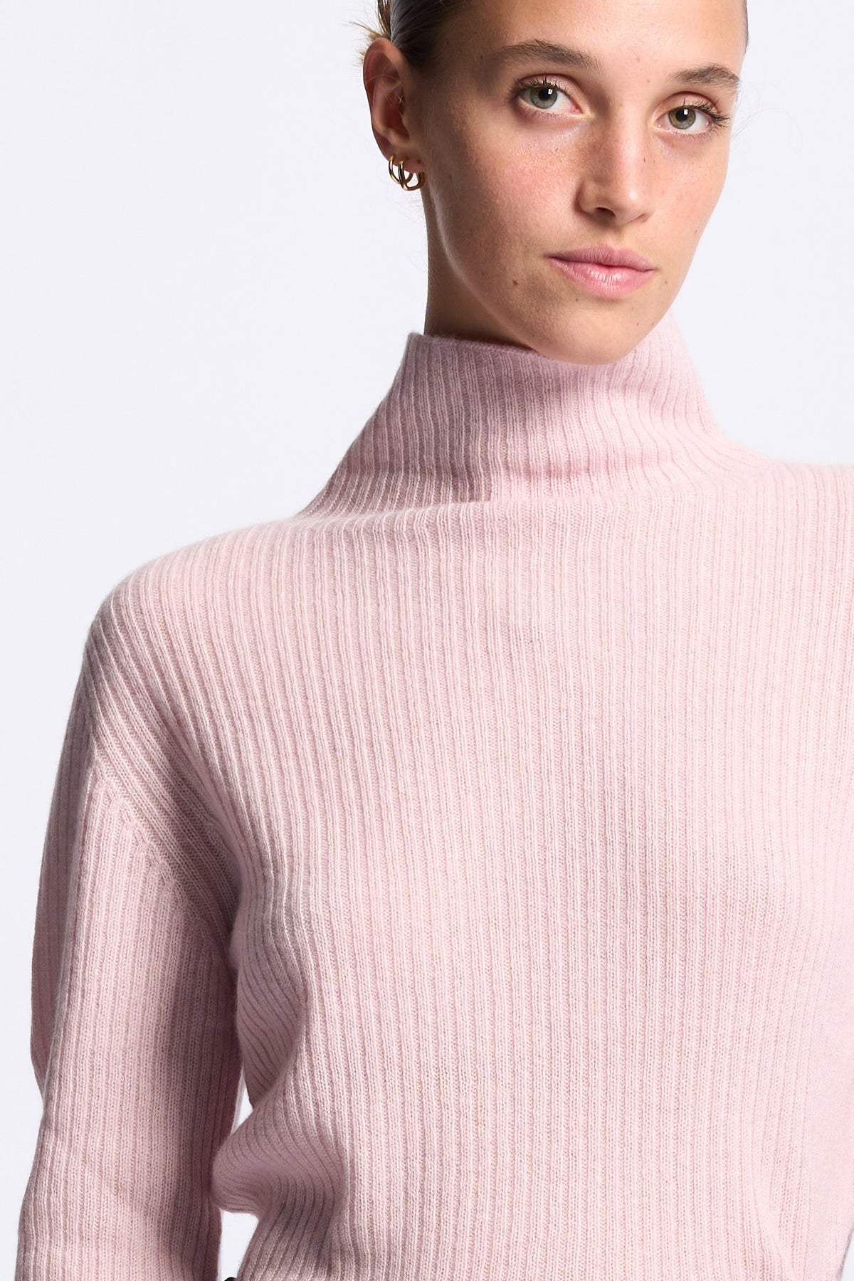 Gran Sasso Lupetto Cashmere Donna a coste rosa-3
