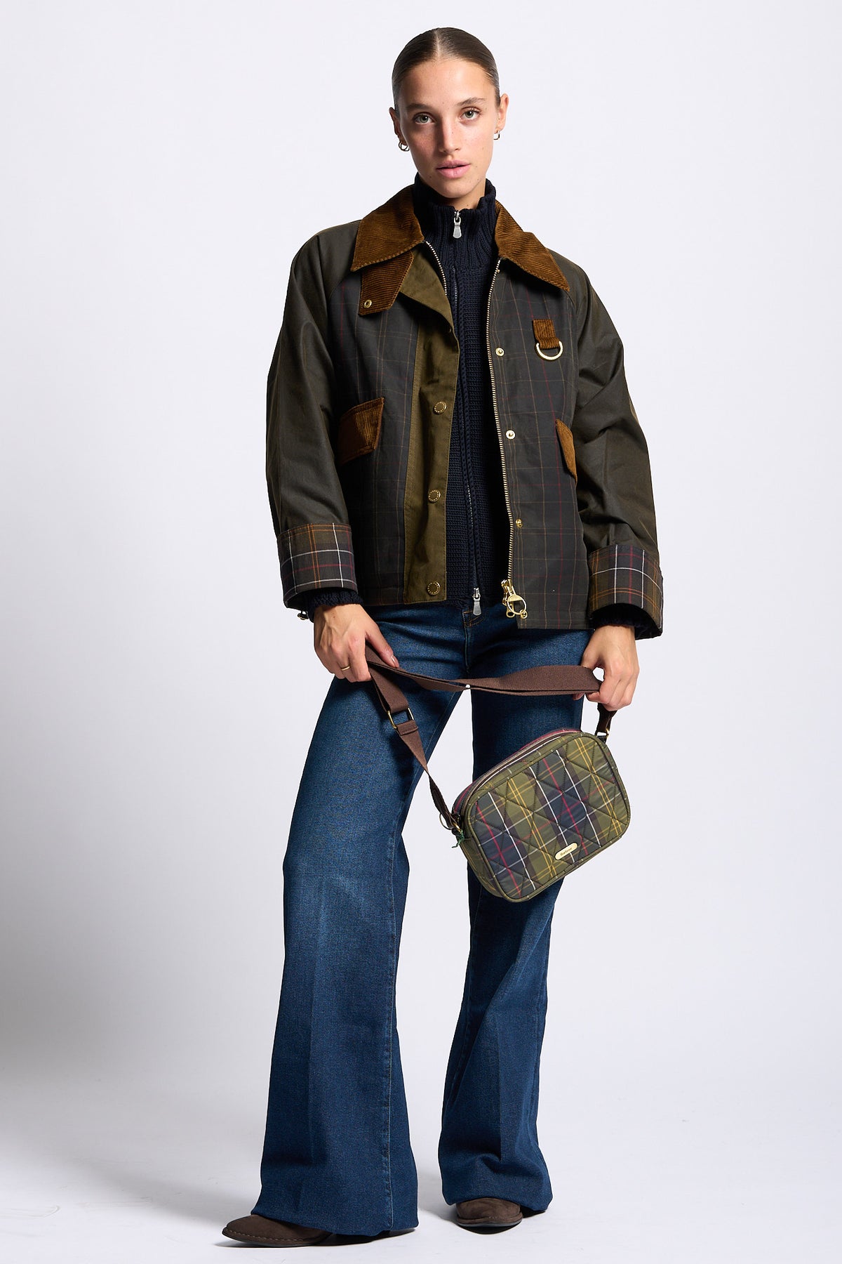 Barbour Borsa Tracolla Trapuntata Tartan Donna-2