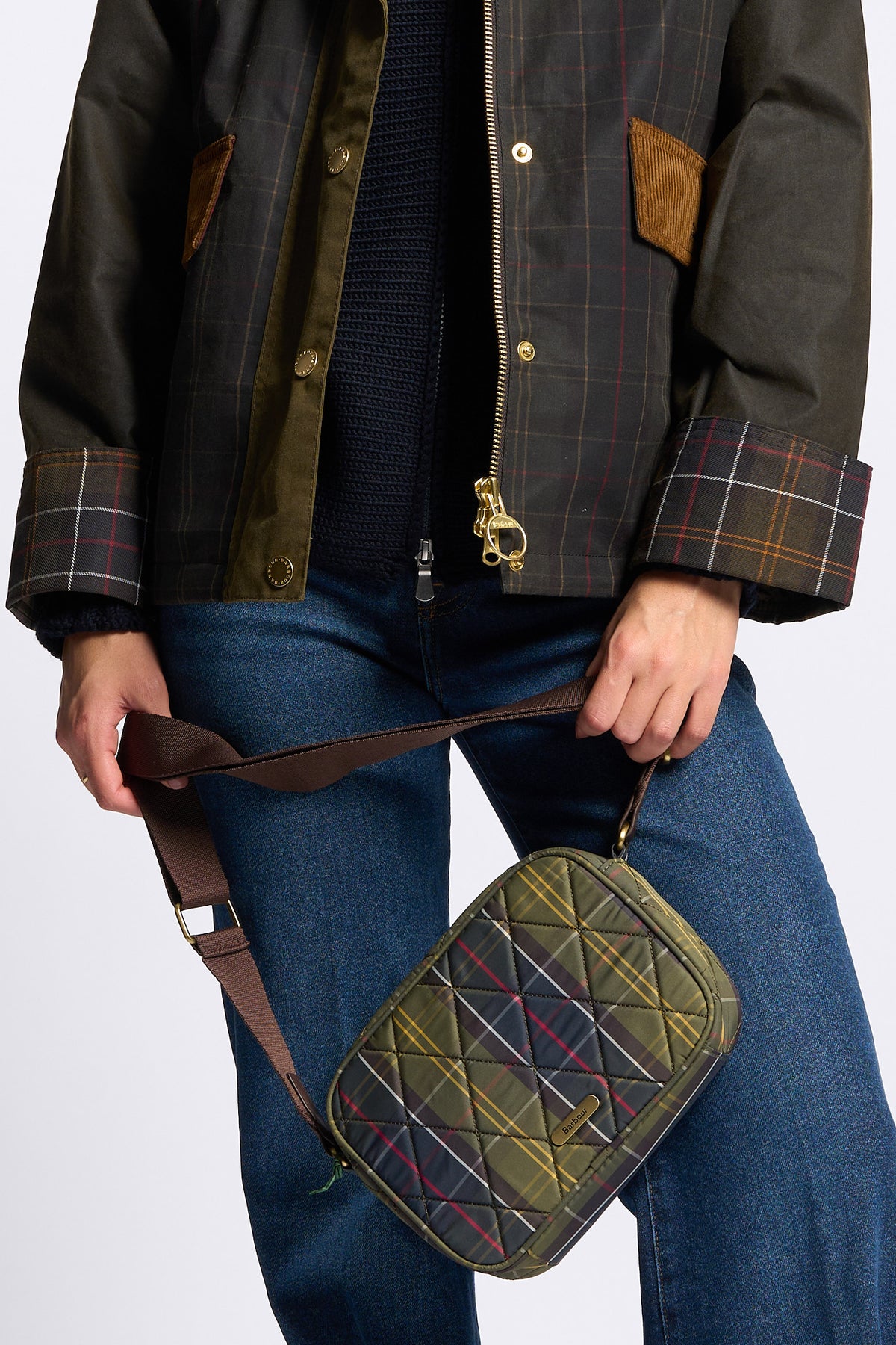 Barbour Borsa Tracolla Trapuntata Tartan Donna-3