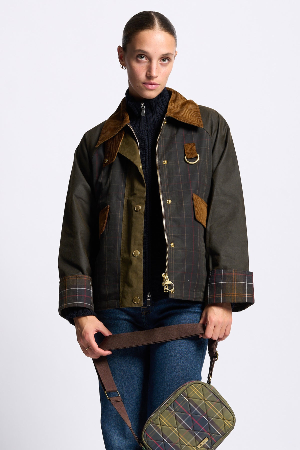 Barbour Borsa Tracolla Trapuntata Tartan Donna-5
