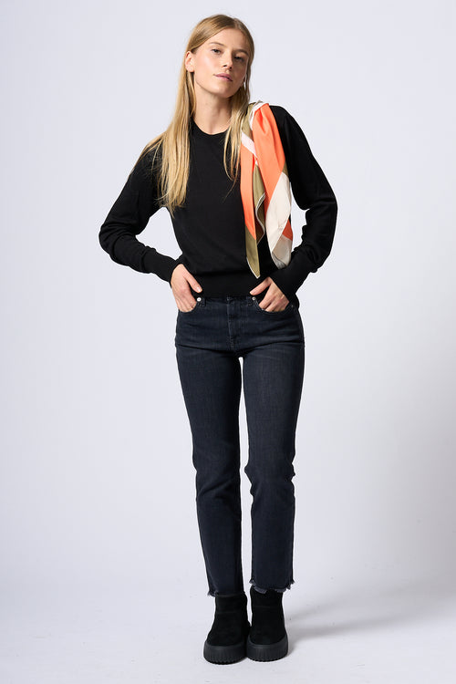 7 For All Mankind The Straight Crop Nero Donna-2