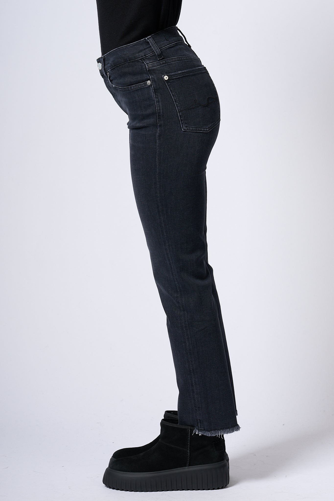 7 For All Mankind The Straight Crop Nero Donna-1