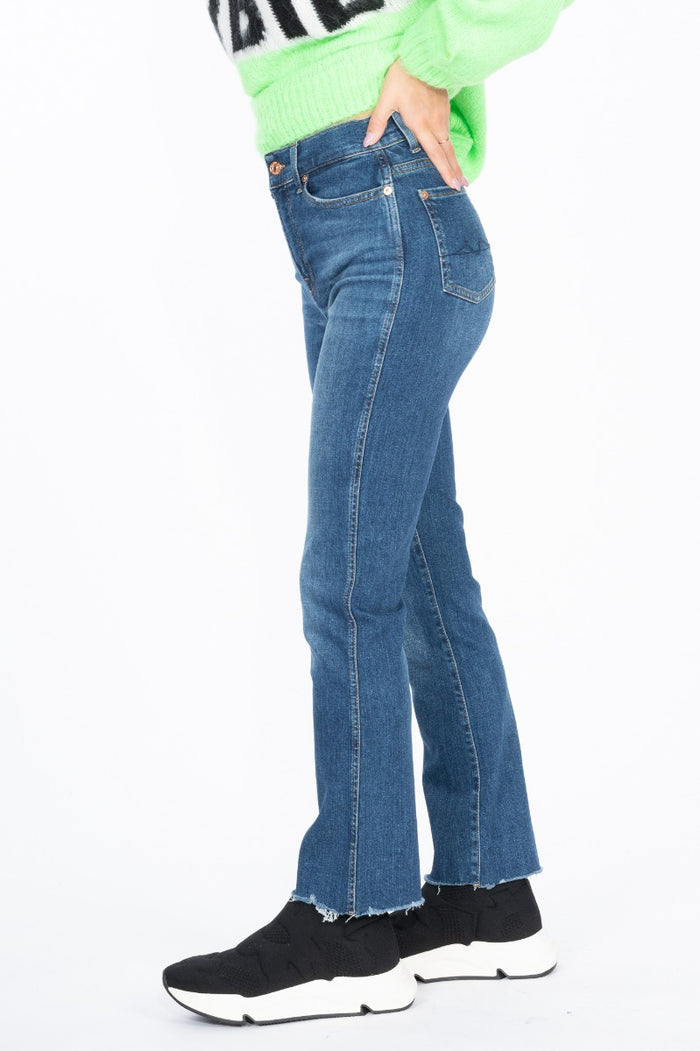 7 For All Mankind Jeans Sfrangiato Blu Scuro Donna-3