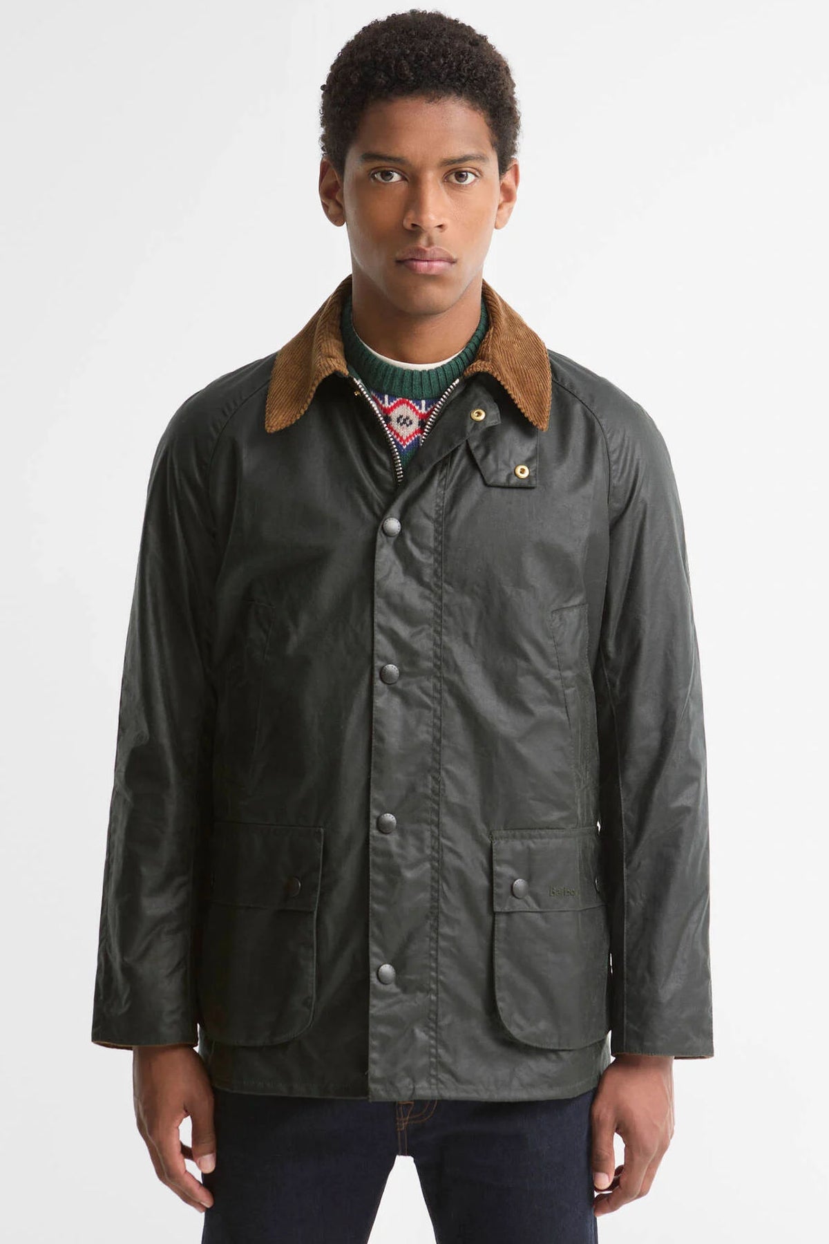 Barbour Giubbino Festive Ashby Uomo Salvia in cotone cerato-1