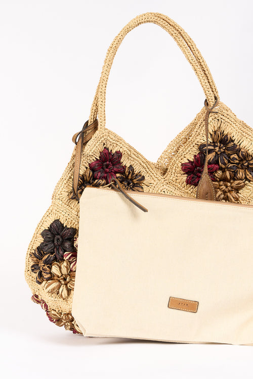 Afar Borsa Desirè in Rafia con Fiori Donna-2