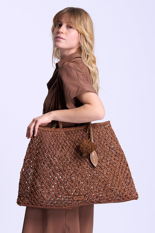 Afar Borsa Brigit in Rafia Cuoio Donna
