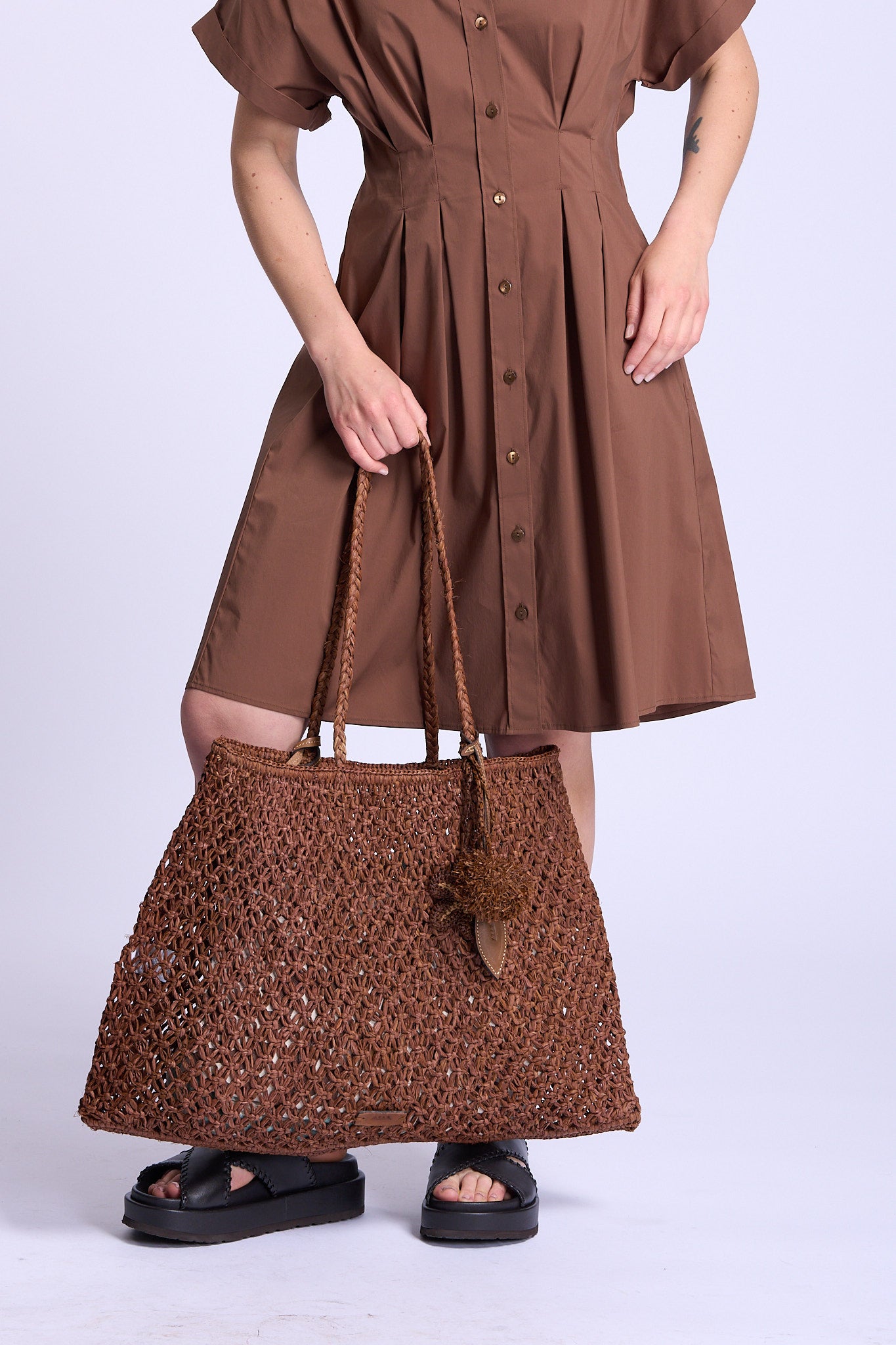Afar Borsa Brigit in Rafia Cuoio Donna-7