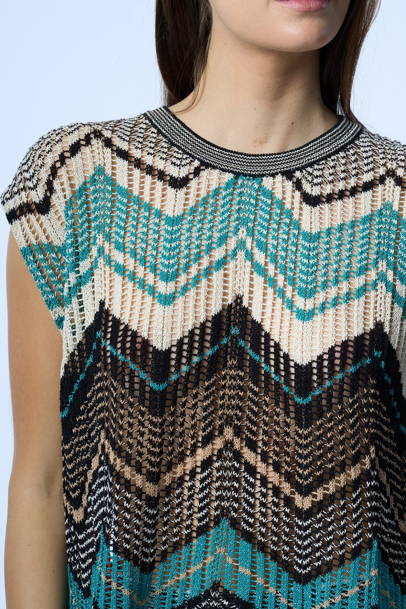 Akep Maglia Zigzag Turchese Donna-3
