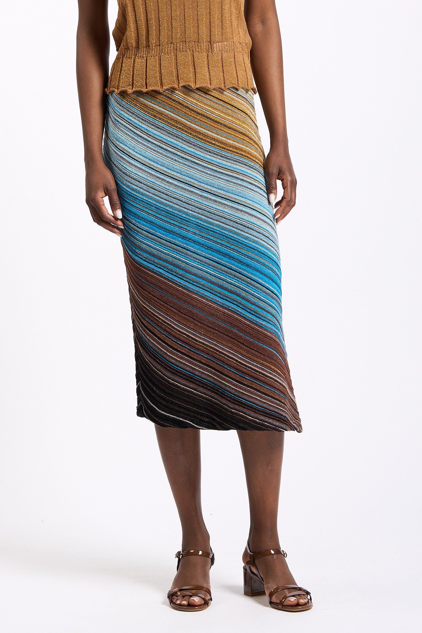 Akep Gonna Lurex Azzurro/Cammello Donna-1