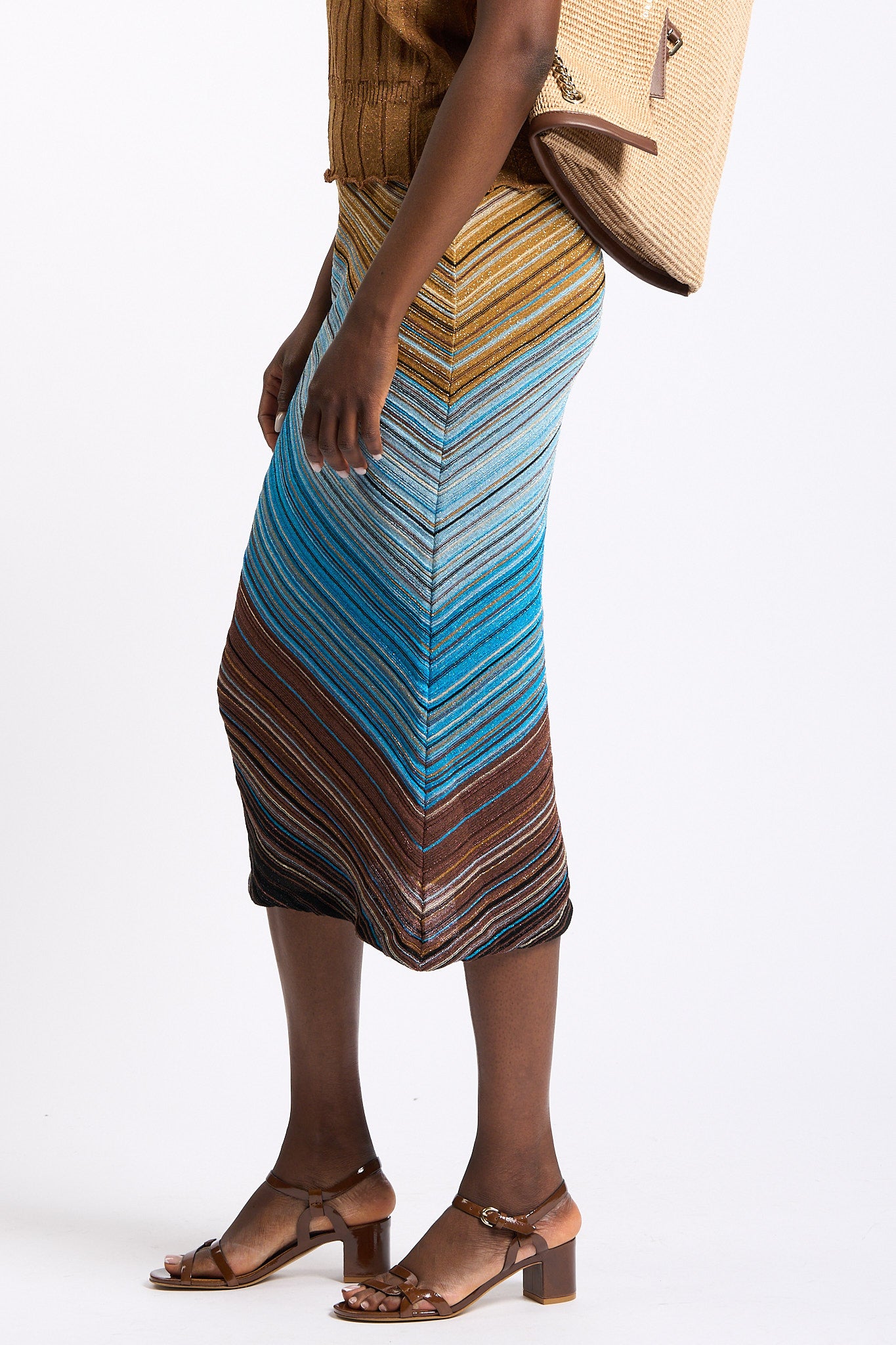 Akep Gonna Lurex Azzurro/Cammello Donna-3